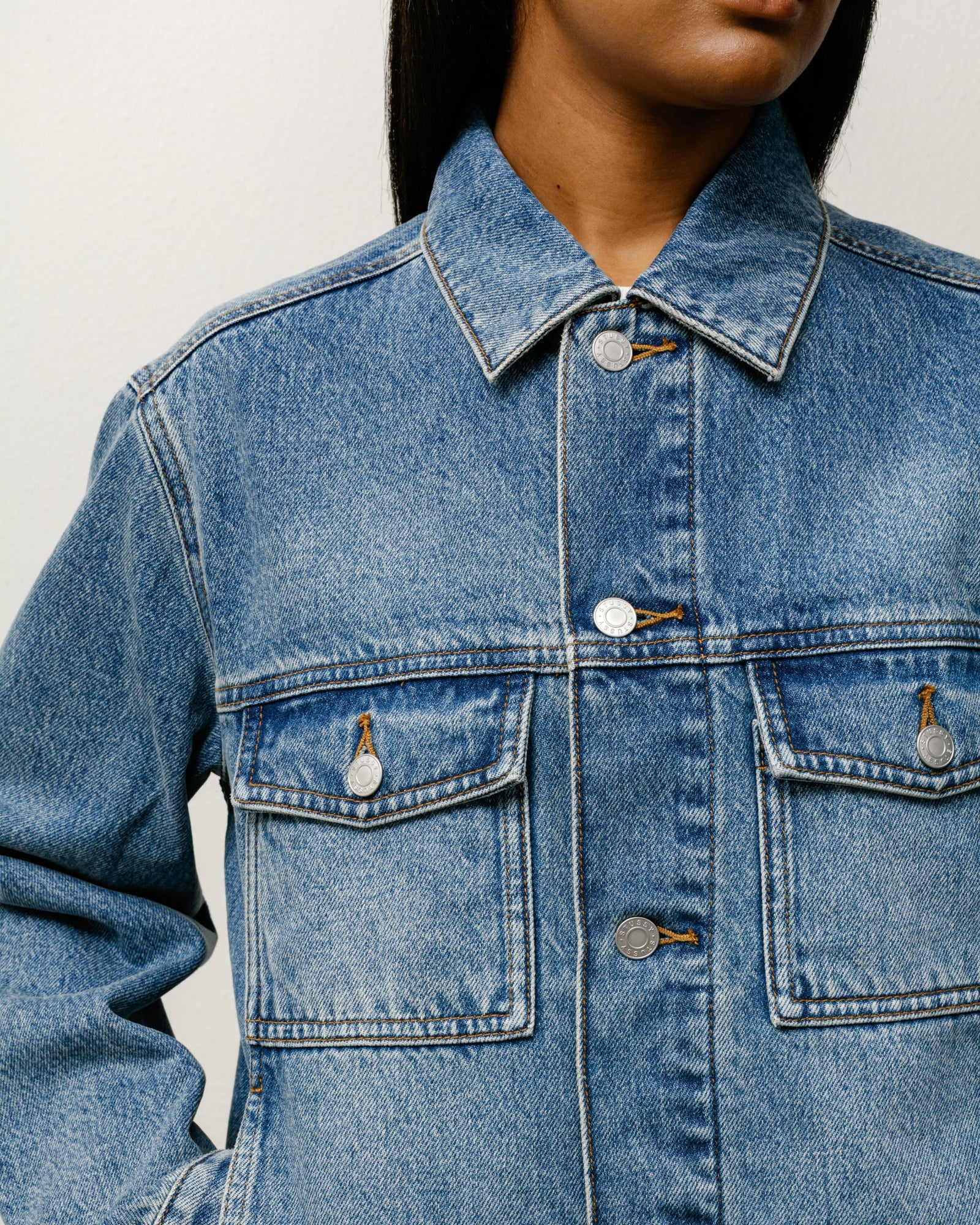 LINED DENIM TRUCKER INDIGO STONE
