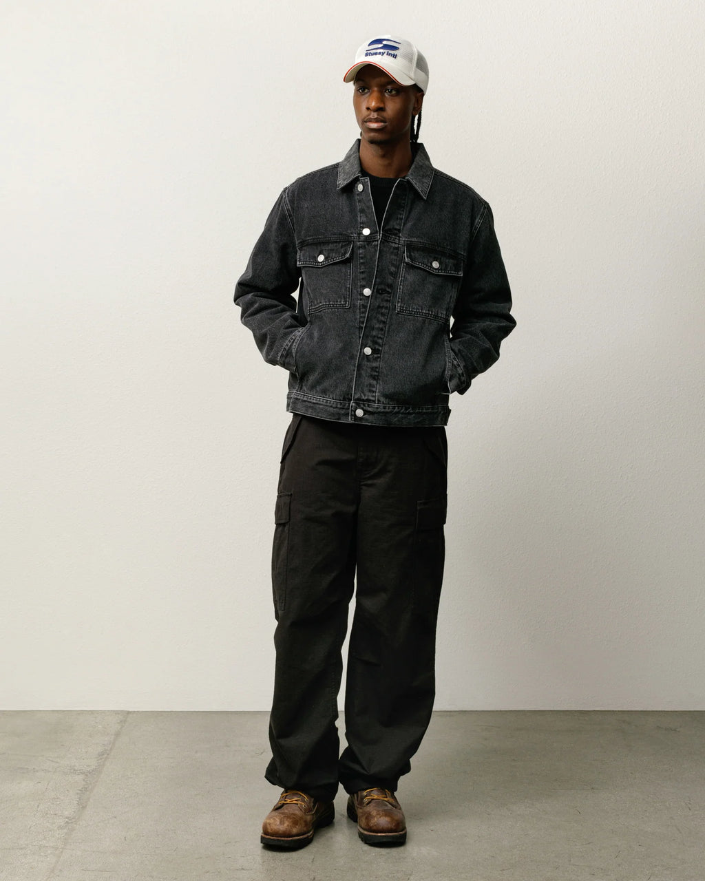 LINED DENIM TRUCKER VINTAGE BLACK