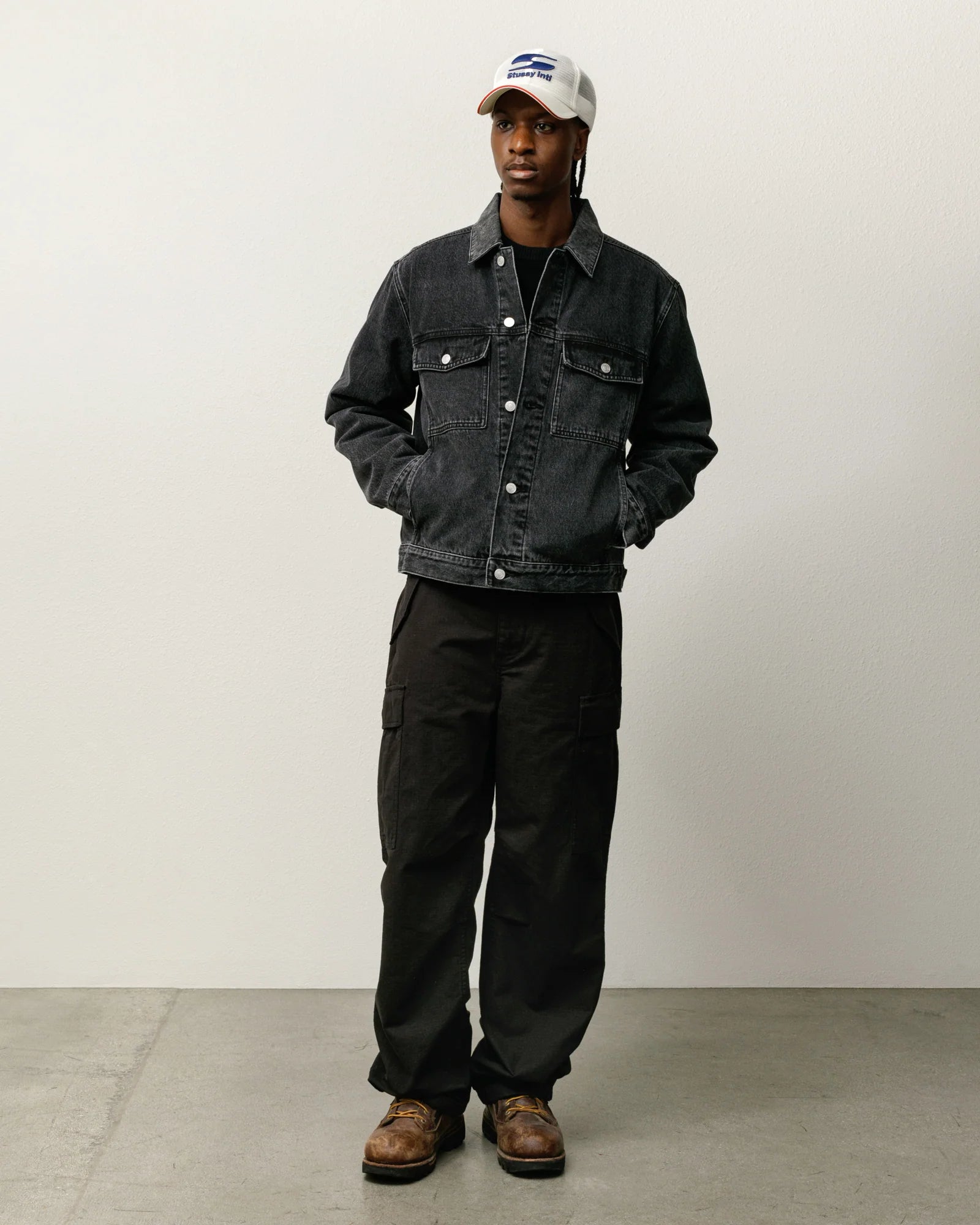 LINED DENIM TRUCKER VINTAGE BLACK