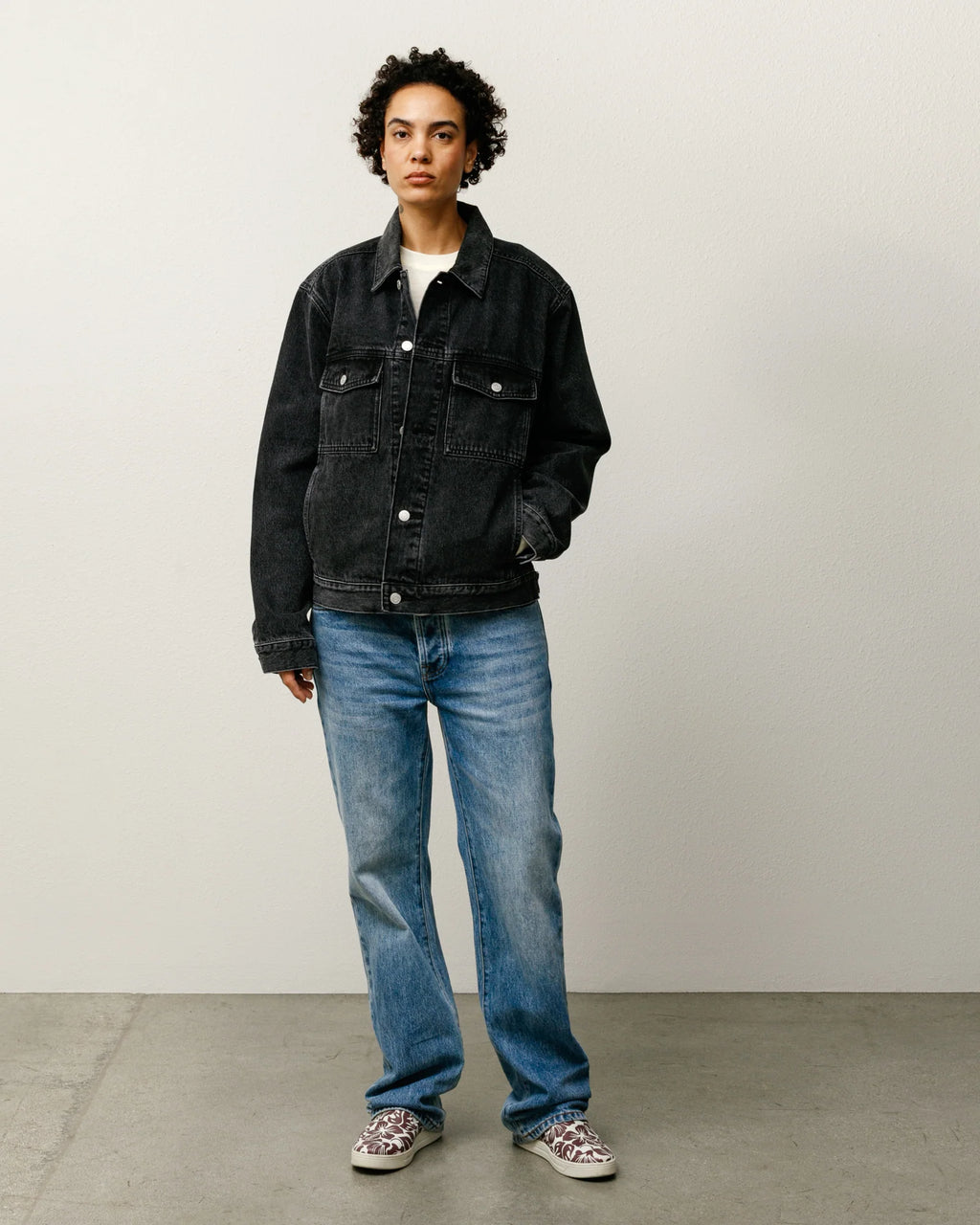 LINED DENIM TRUCKER VINTAGE BLACK
