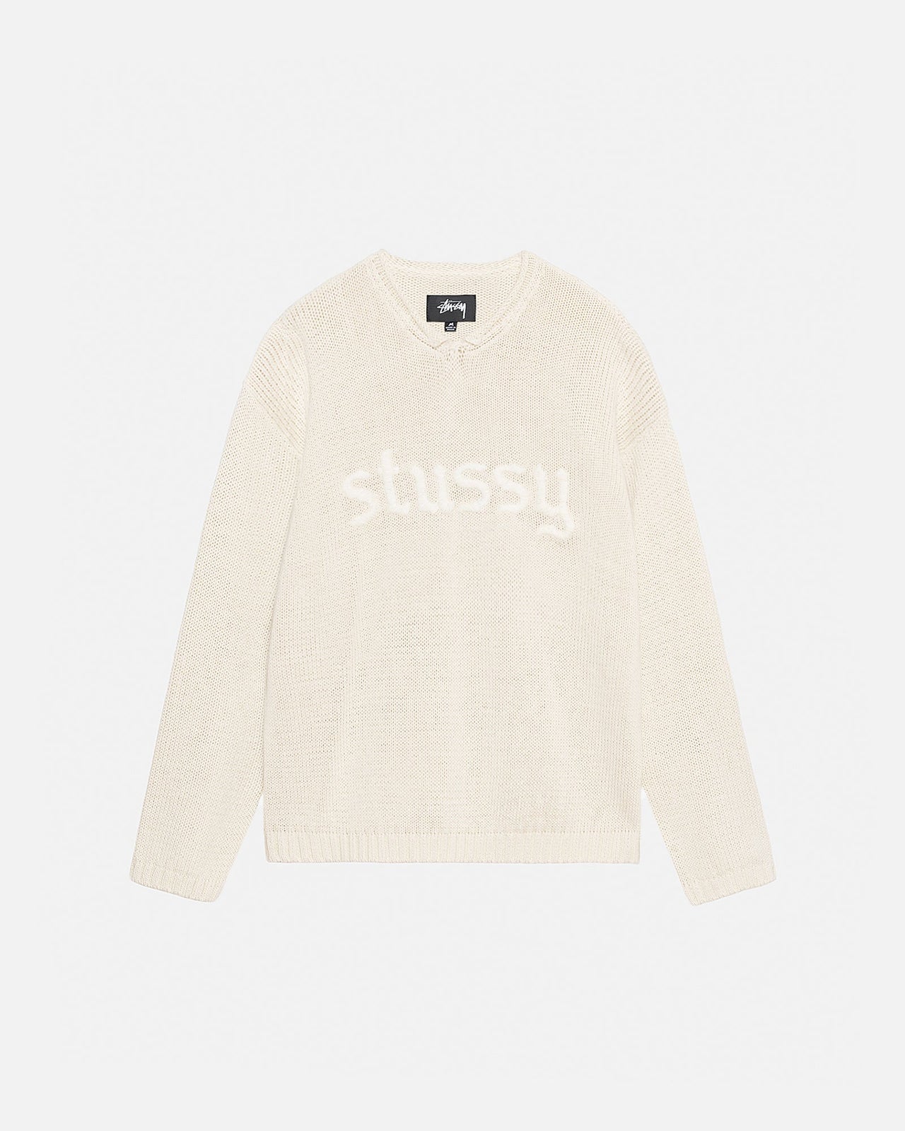 ROLL V-NECK LOGO SWEATER NATURAL