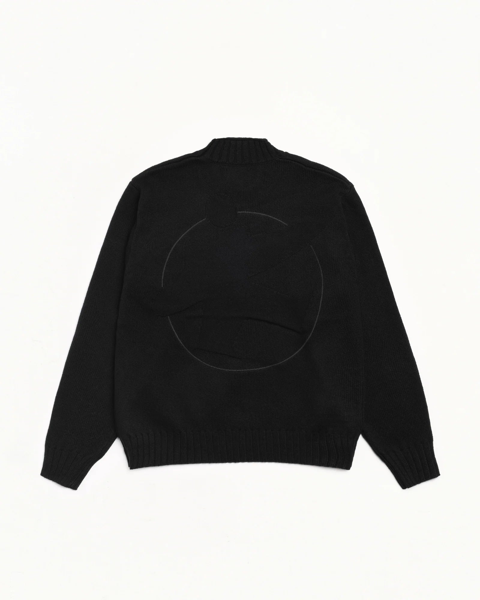 TONAL MOCK NECK SWEATER BLACK
