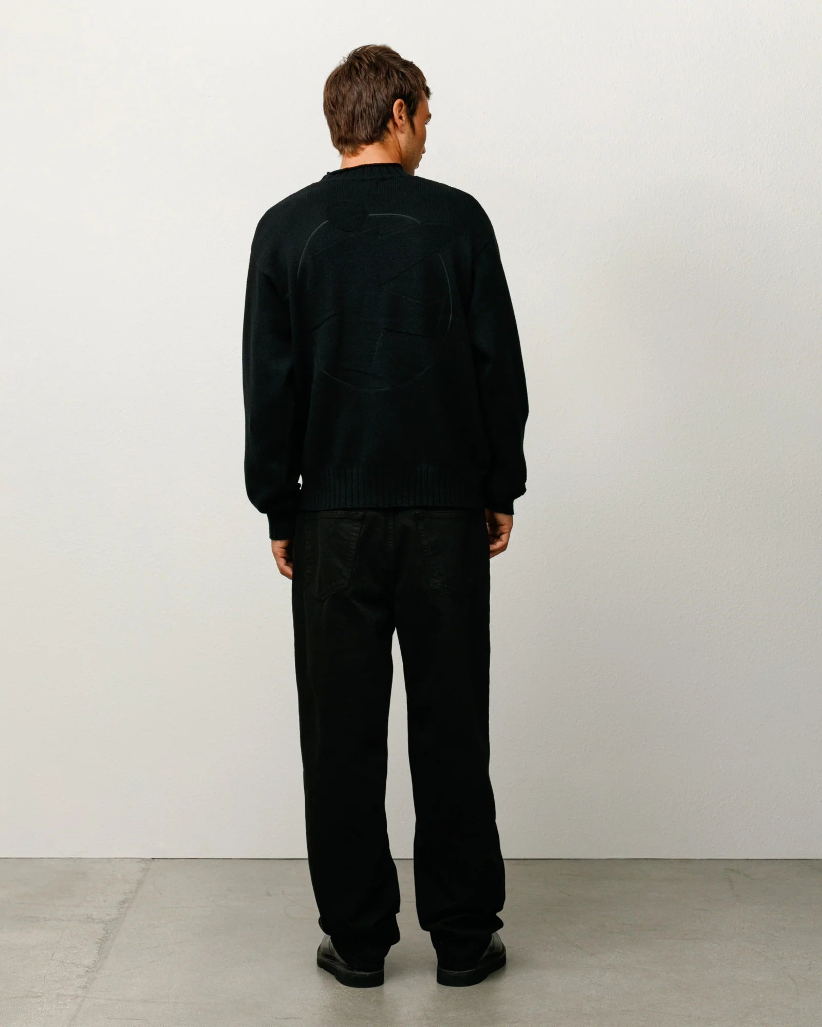 TONAL MOCK NECK SWEATER BLACK