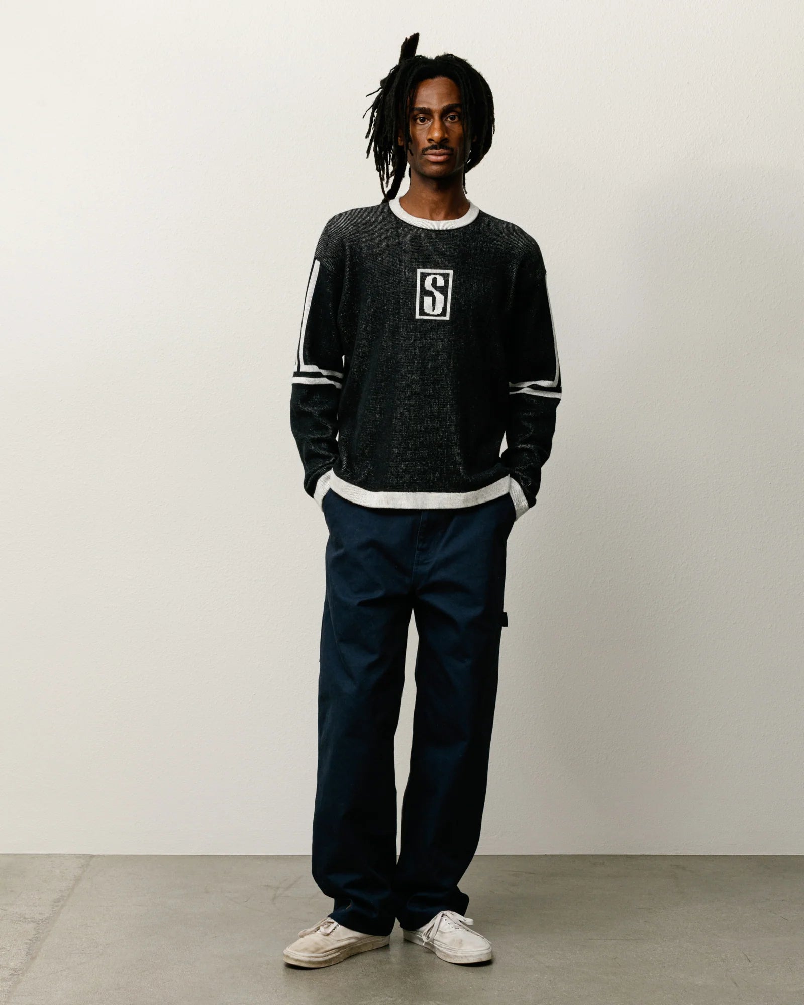 STUSSY ALPINE SWEATER BLACK