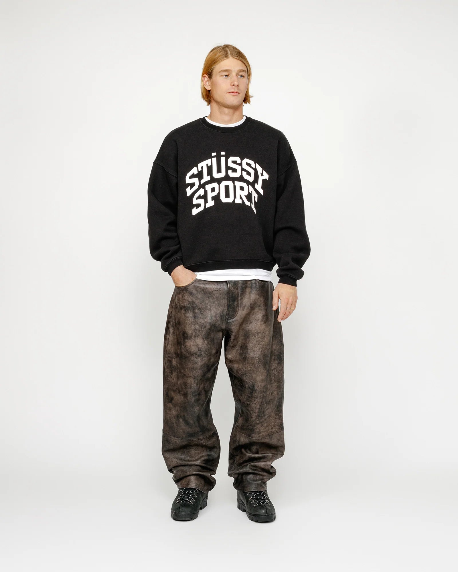 BIG CRACKLE SPORT CREW WASHED BLACK