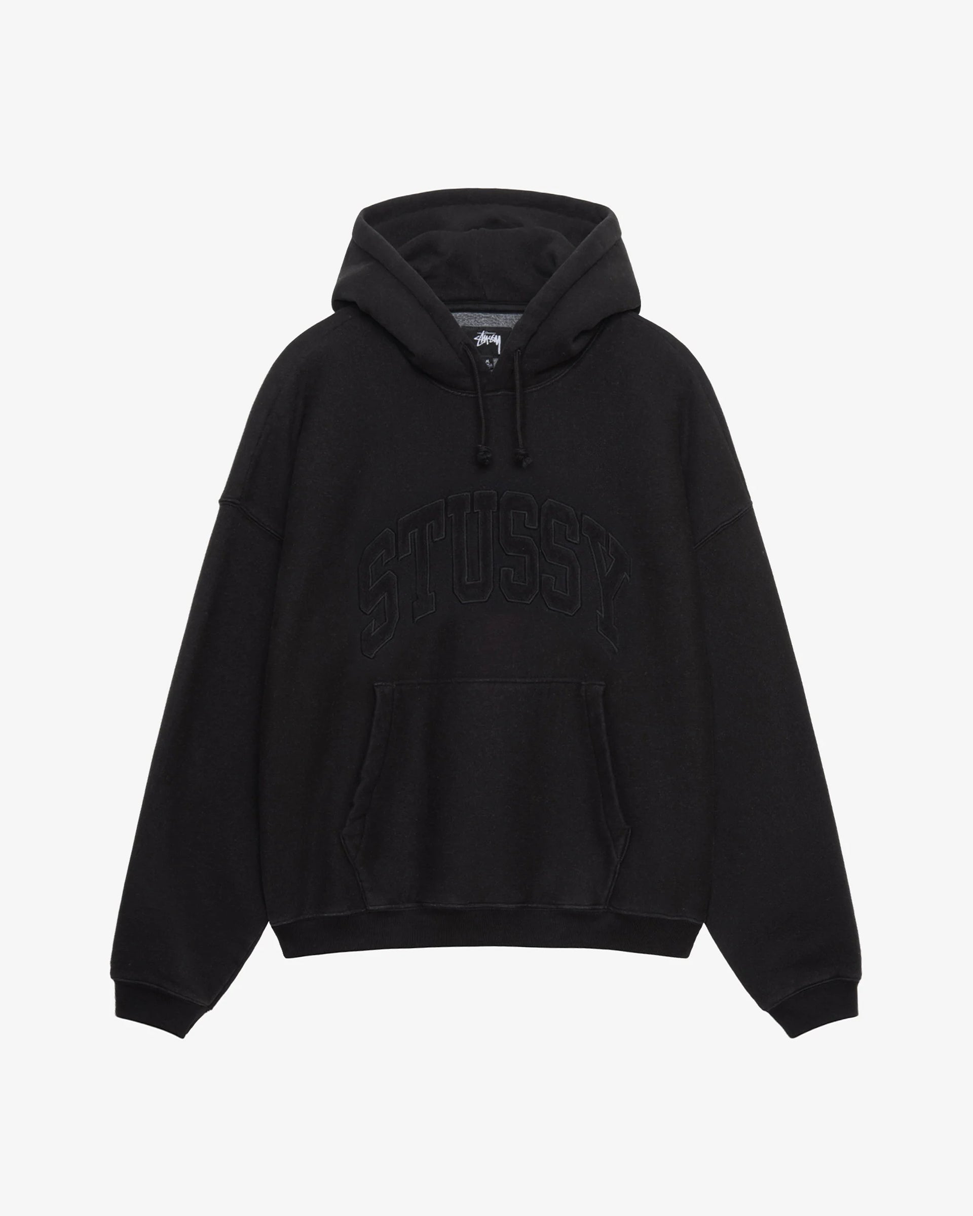 EMBROIDERED RELAXED HOOD WASHED BLACK