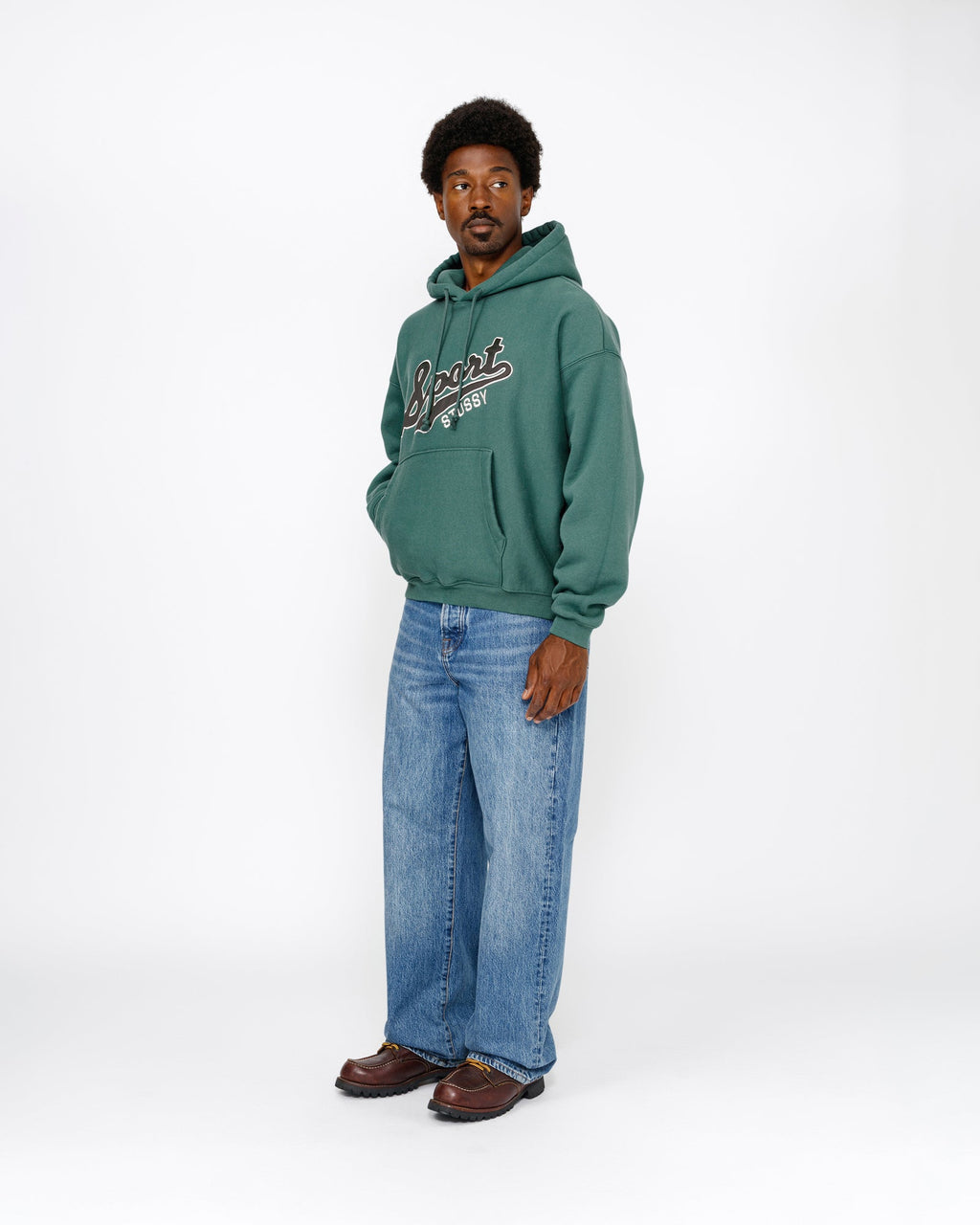 SATIN PATCH OVERSIZED HOOD GREEN