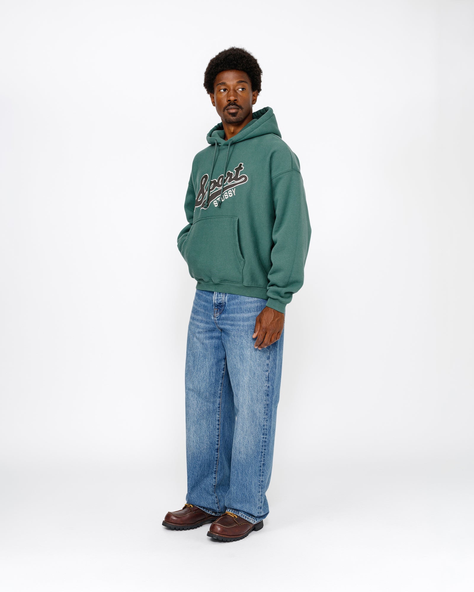 SATIN PATCH OVERSIZED HOOD GREEN