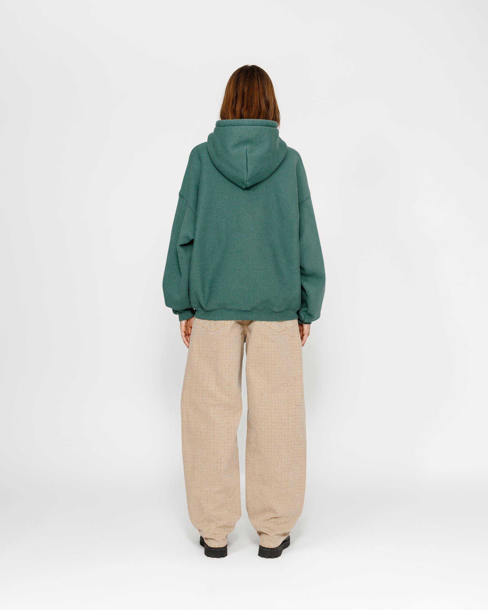 SATIN PATCH OVERSIZED HOOD GREEN