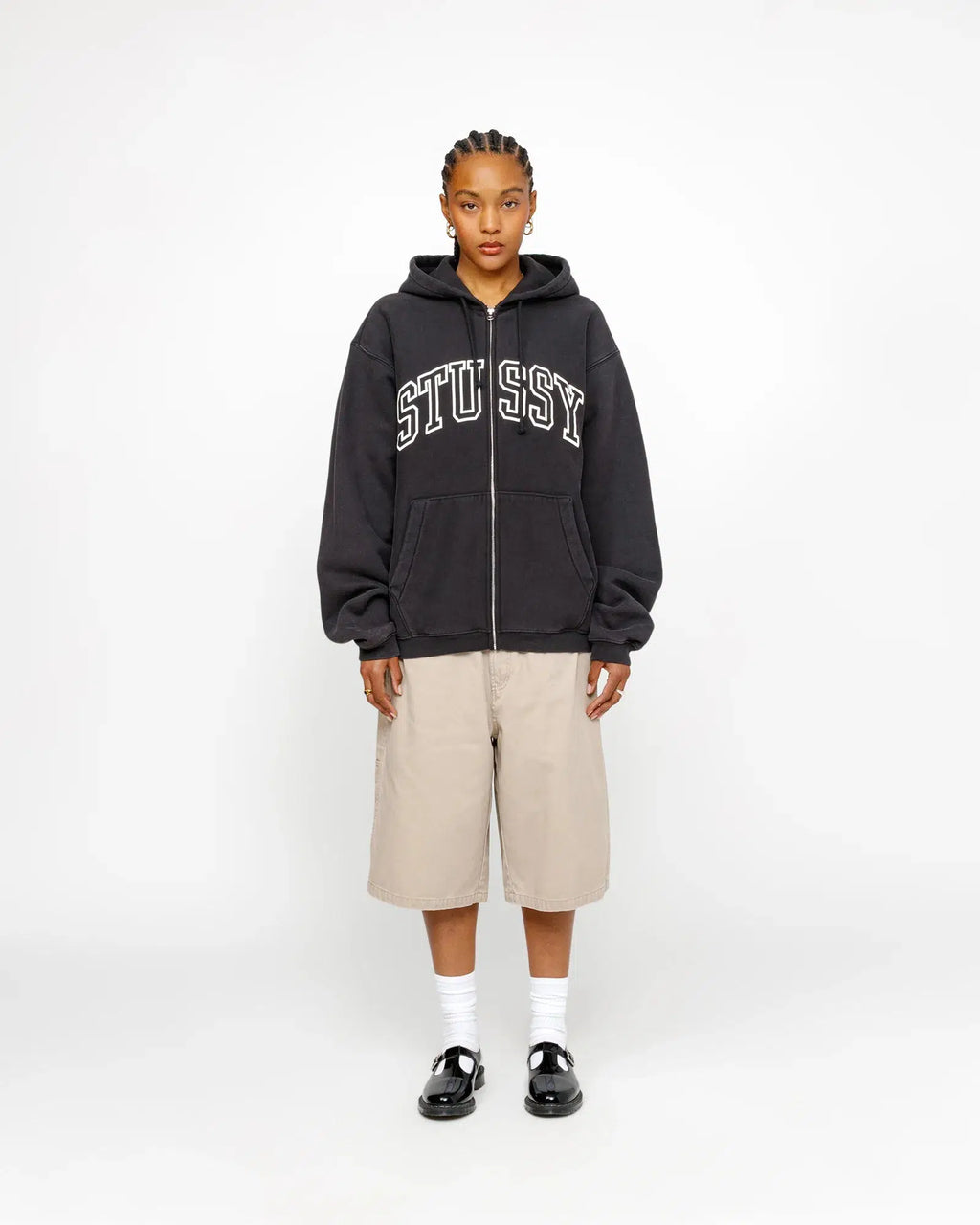 OUTLINE ZIP HOOD WASHED BLACK