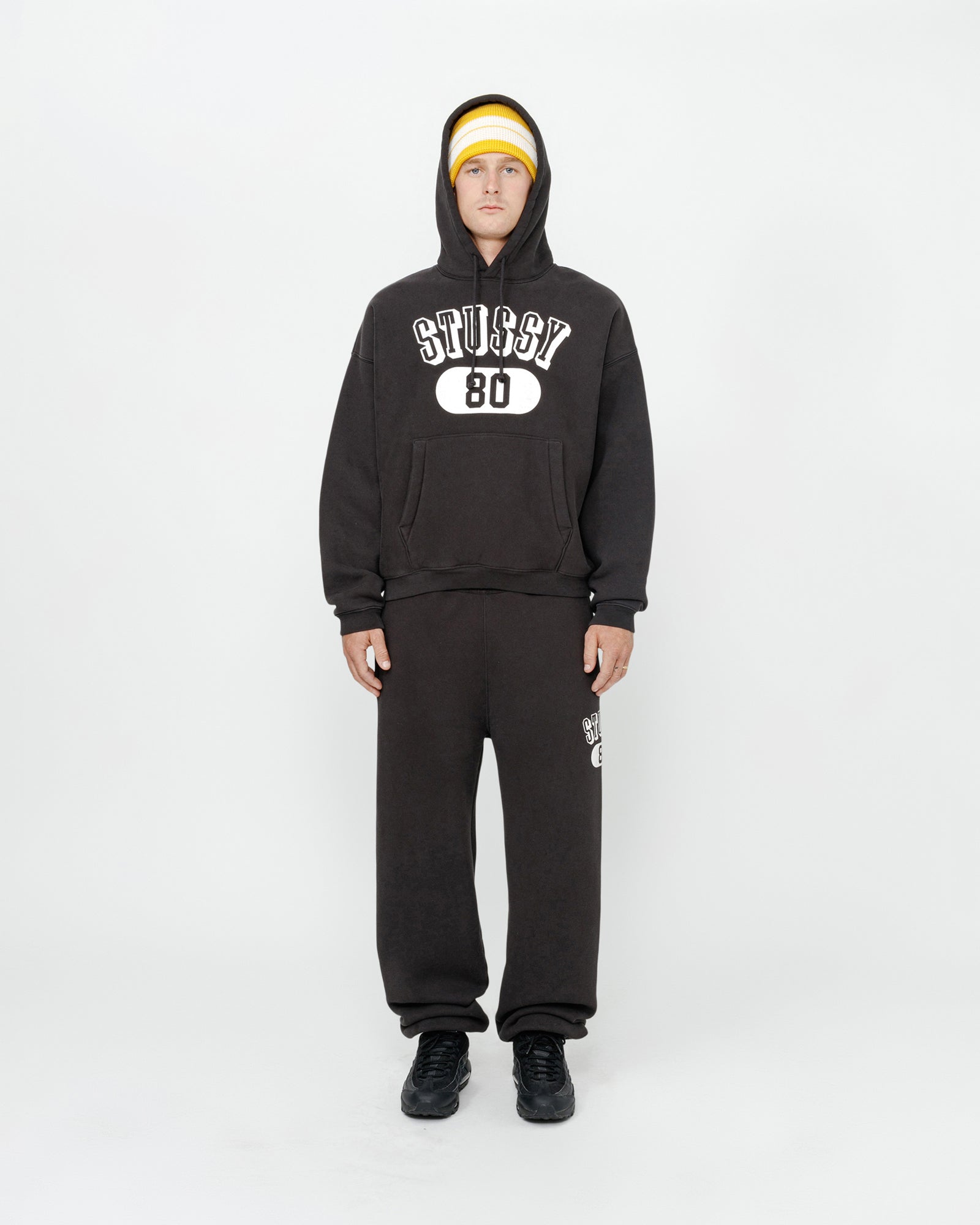 STUSSY 80 RELAXED HOOD WASHED BLACK