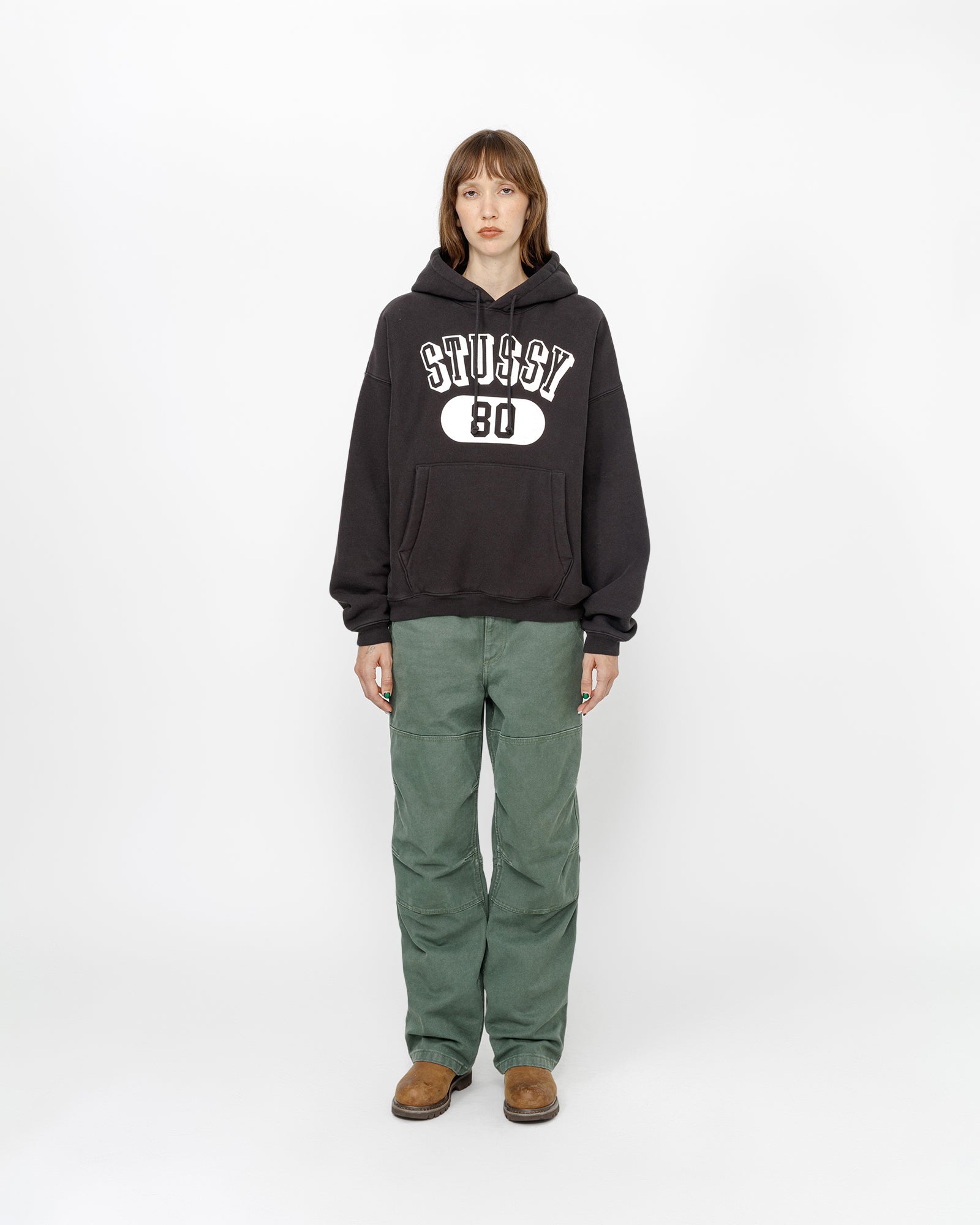 STUSSY 80 RELAXED HOOD WASHED BLACK