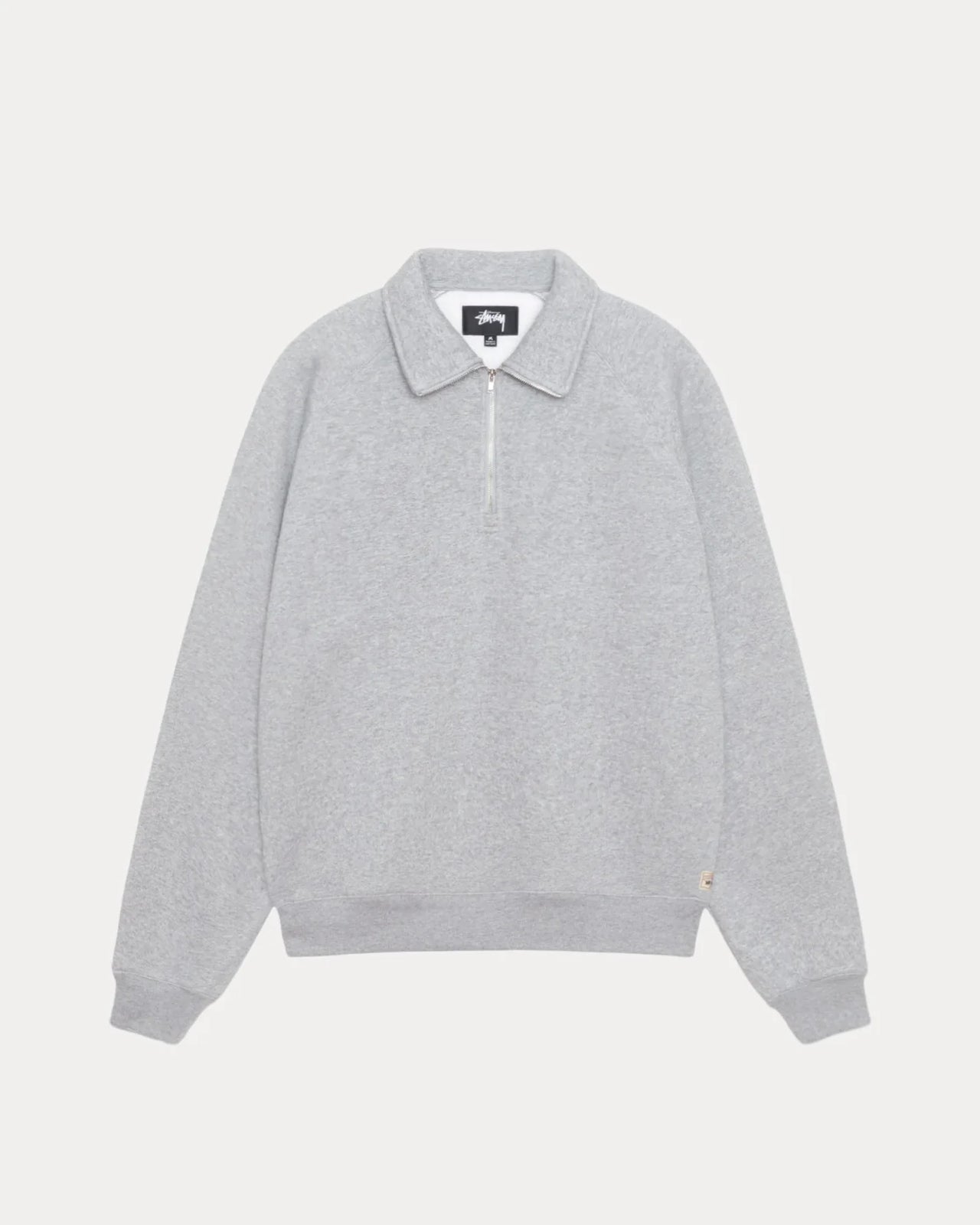 FLEECE RAGLAN ZIP MOCK GREAY HEATHER
