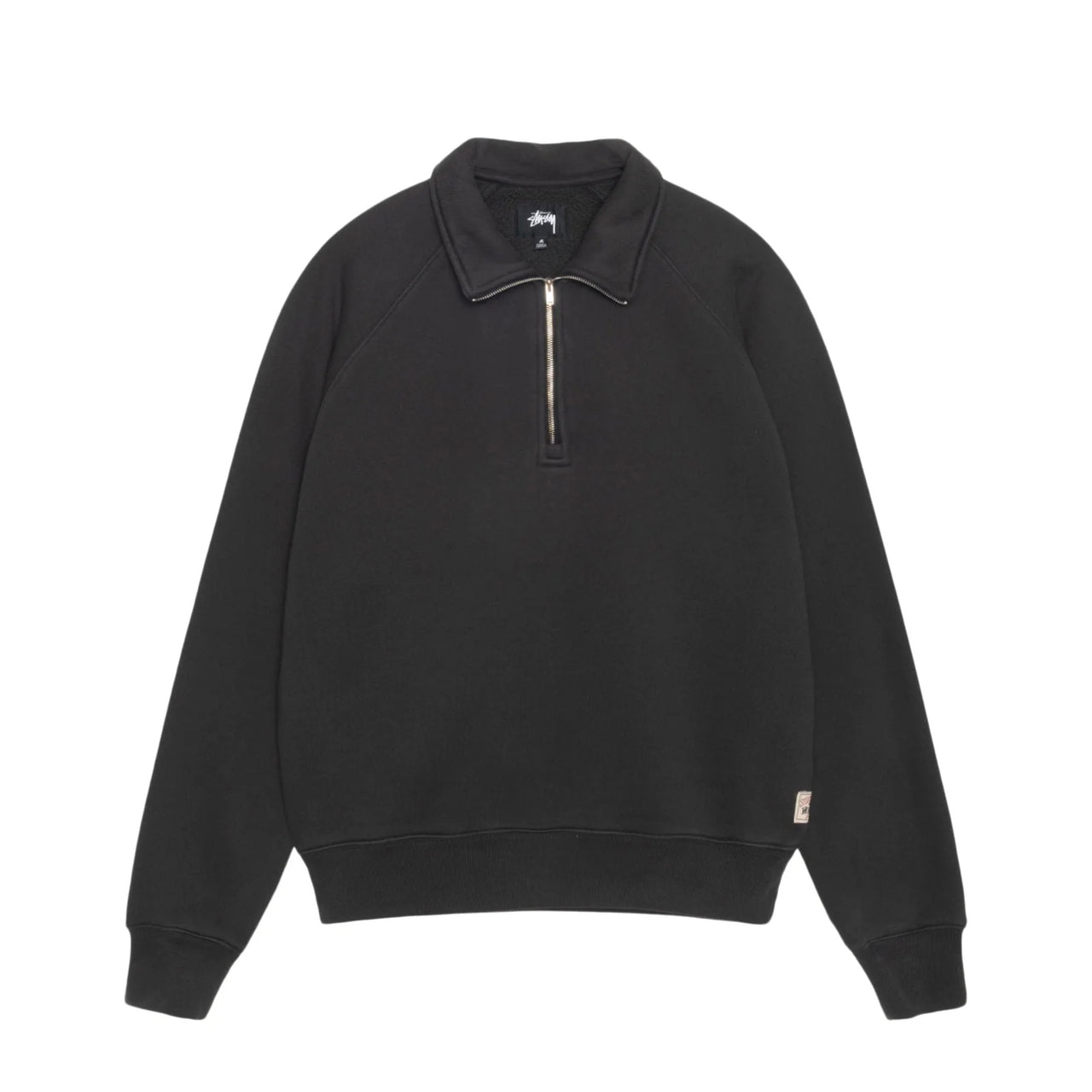 FLEECE RAGLAN ZIP MOCK WASHED BLACK
