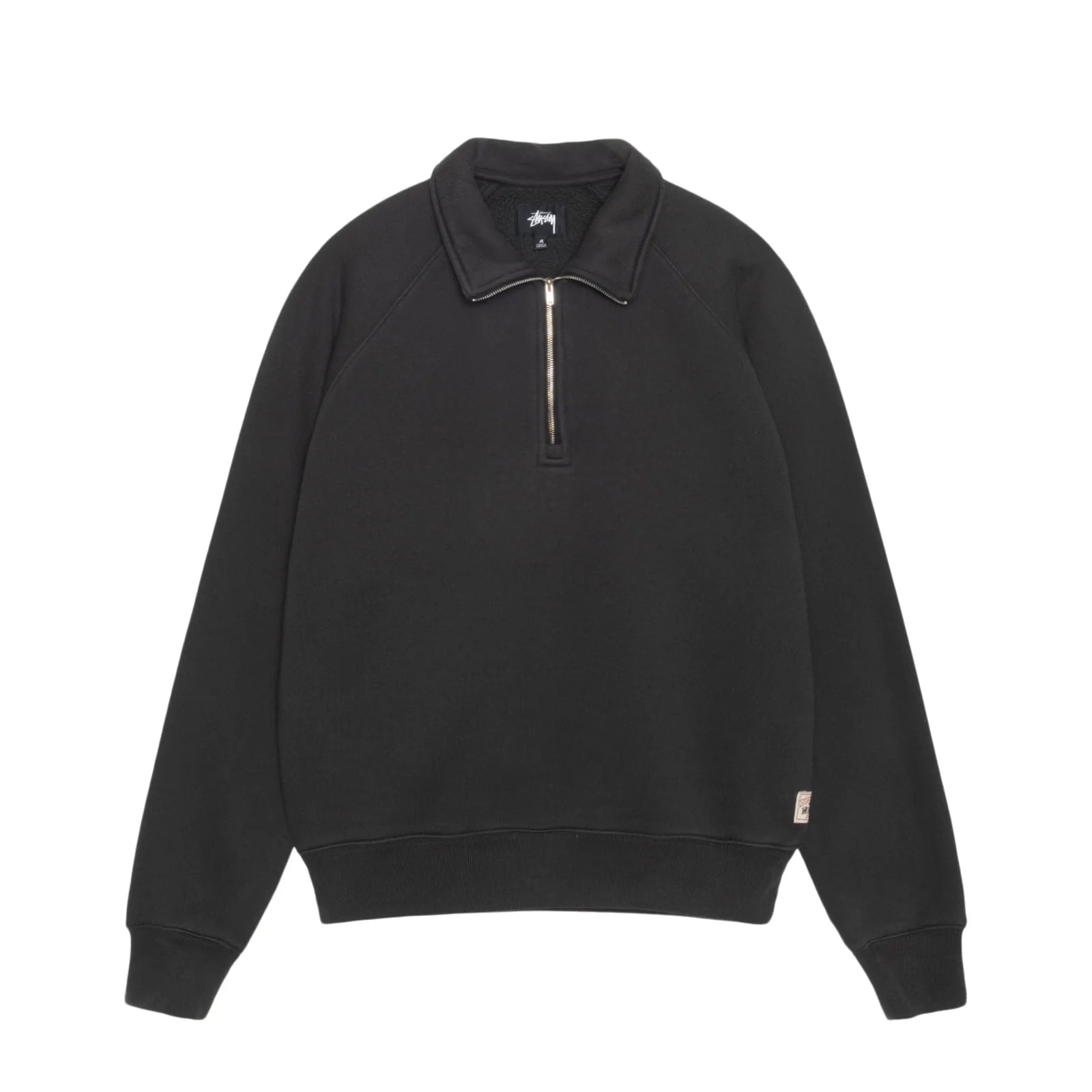 FLEECE RAGLAN ZIP MOCK WASHED BLACK