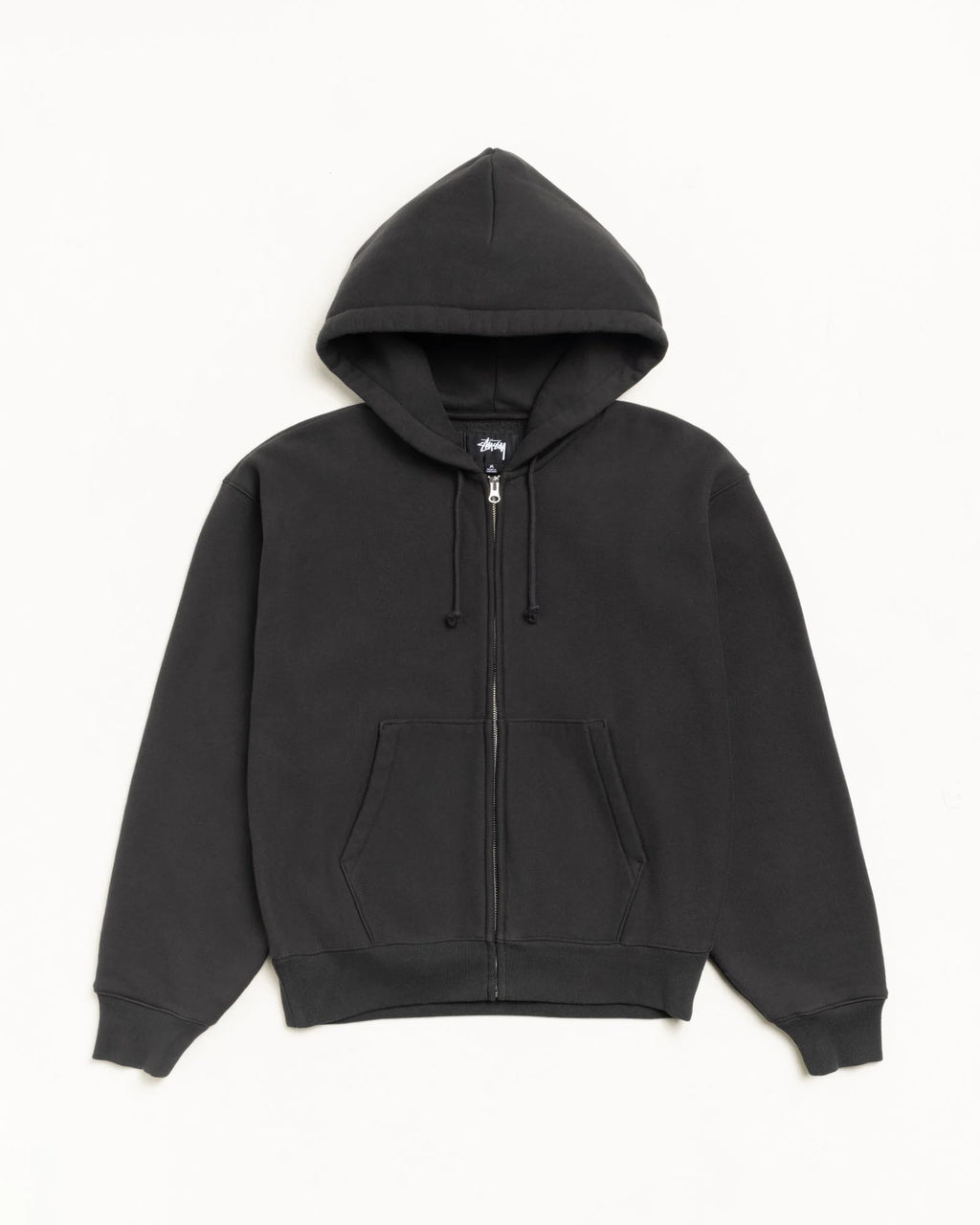 BASIC DIAMOND ZIP HOOD BLACK