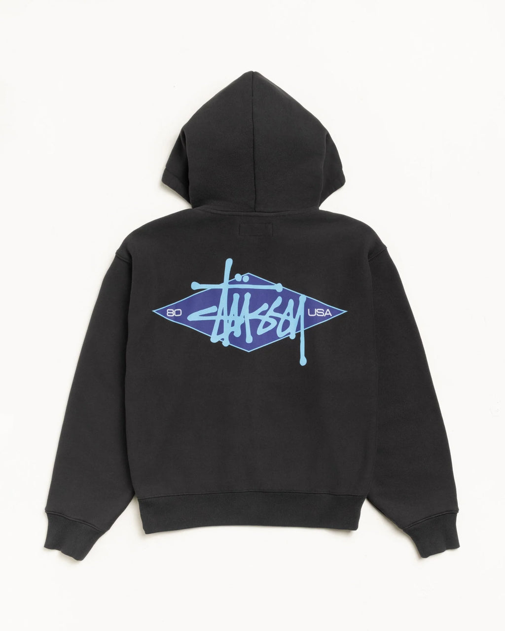 BASIC DIAMOND ZIP HOOD BLACK