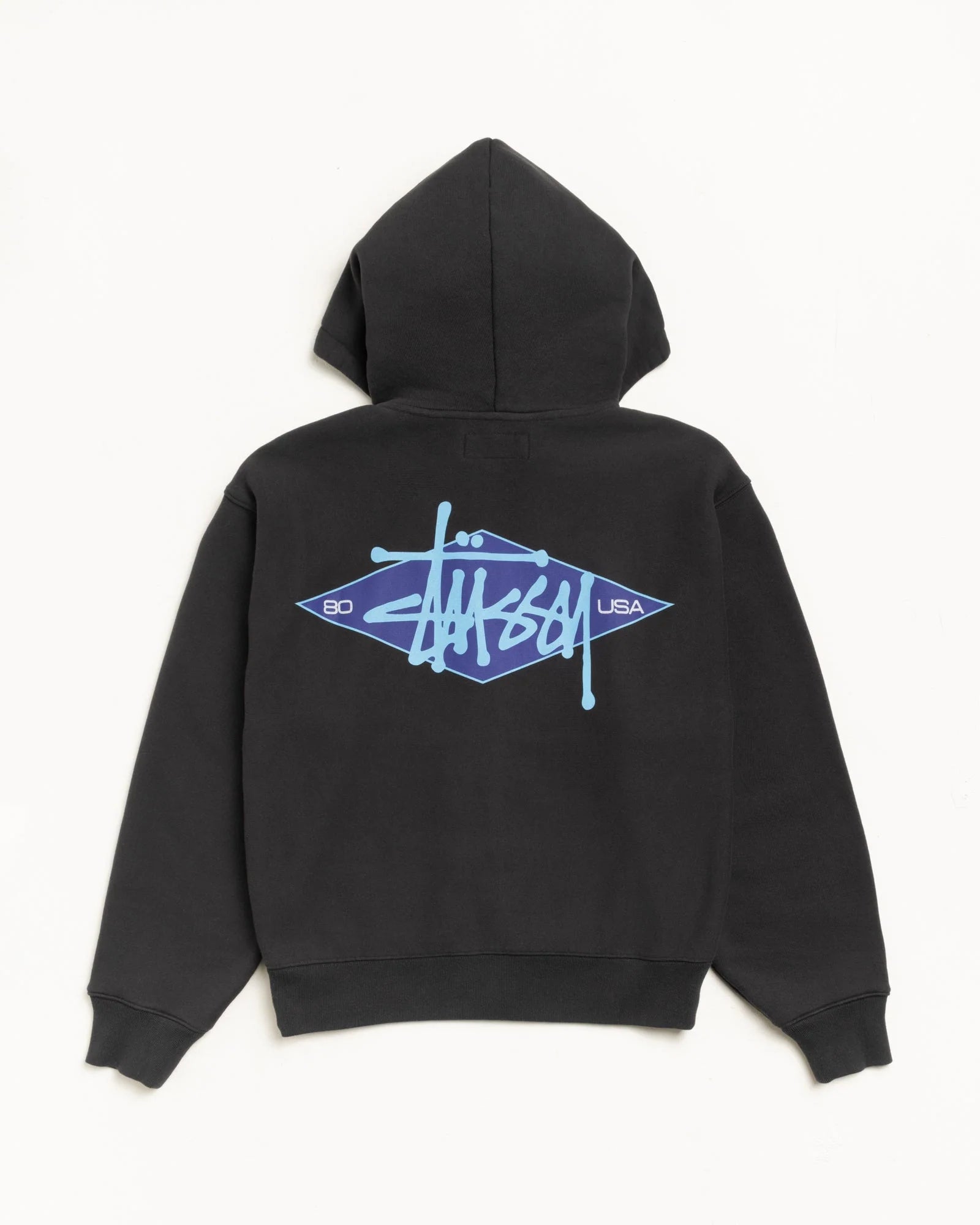 BASIC DIAMOND ZIP HOOD BLACK
