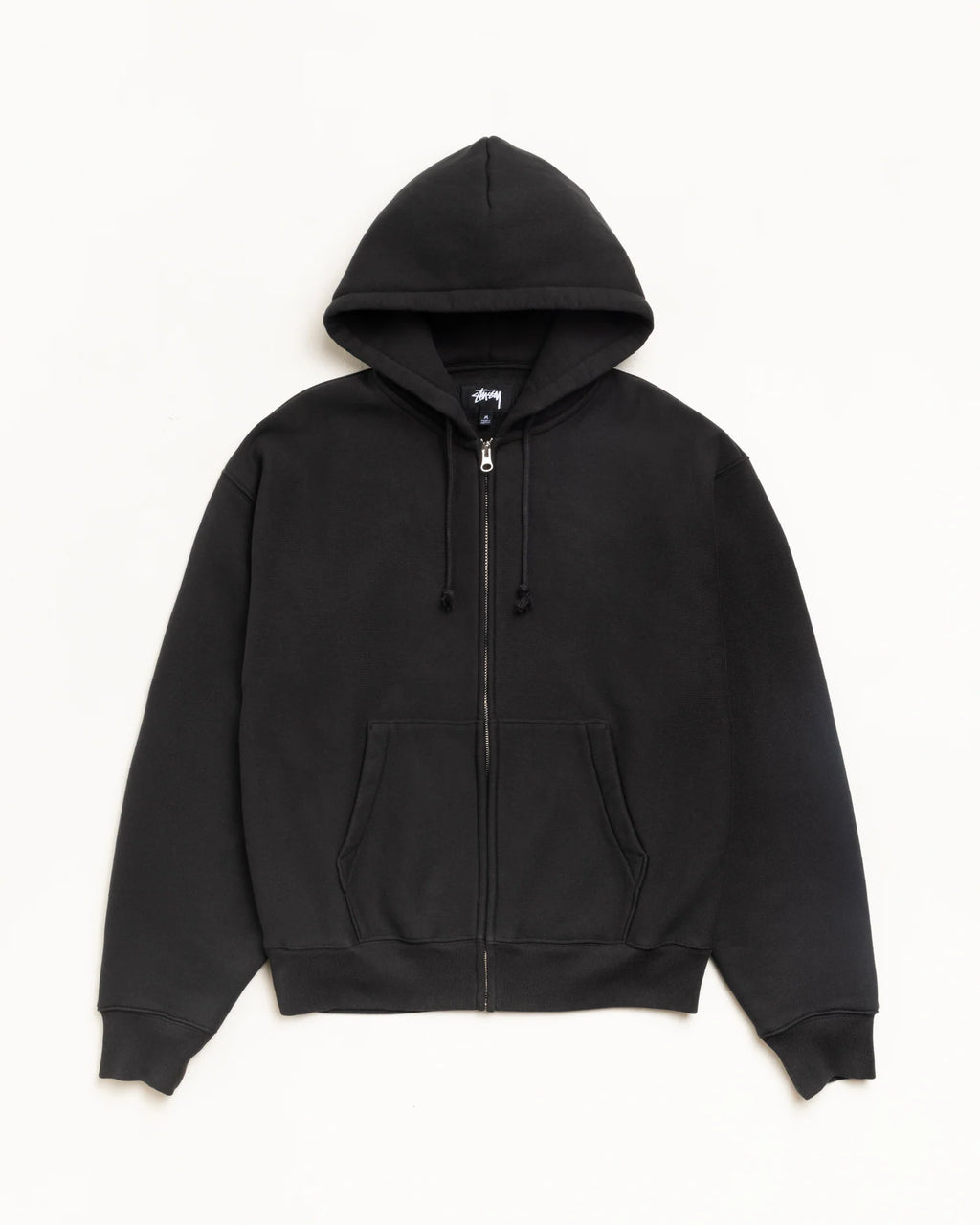 CURSIVE APPLIQUE ZIP HOOD BLACK