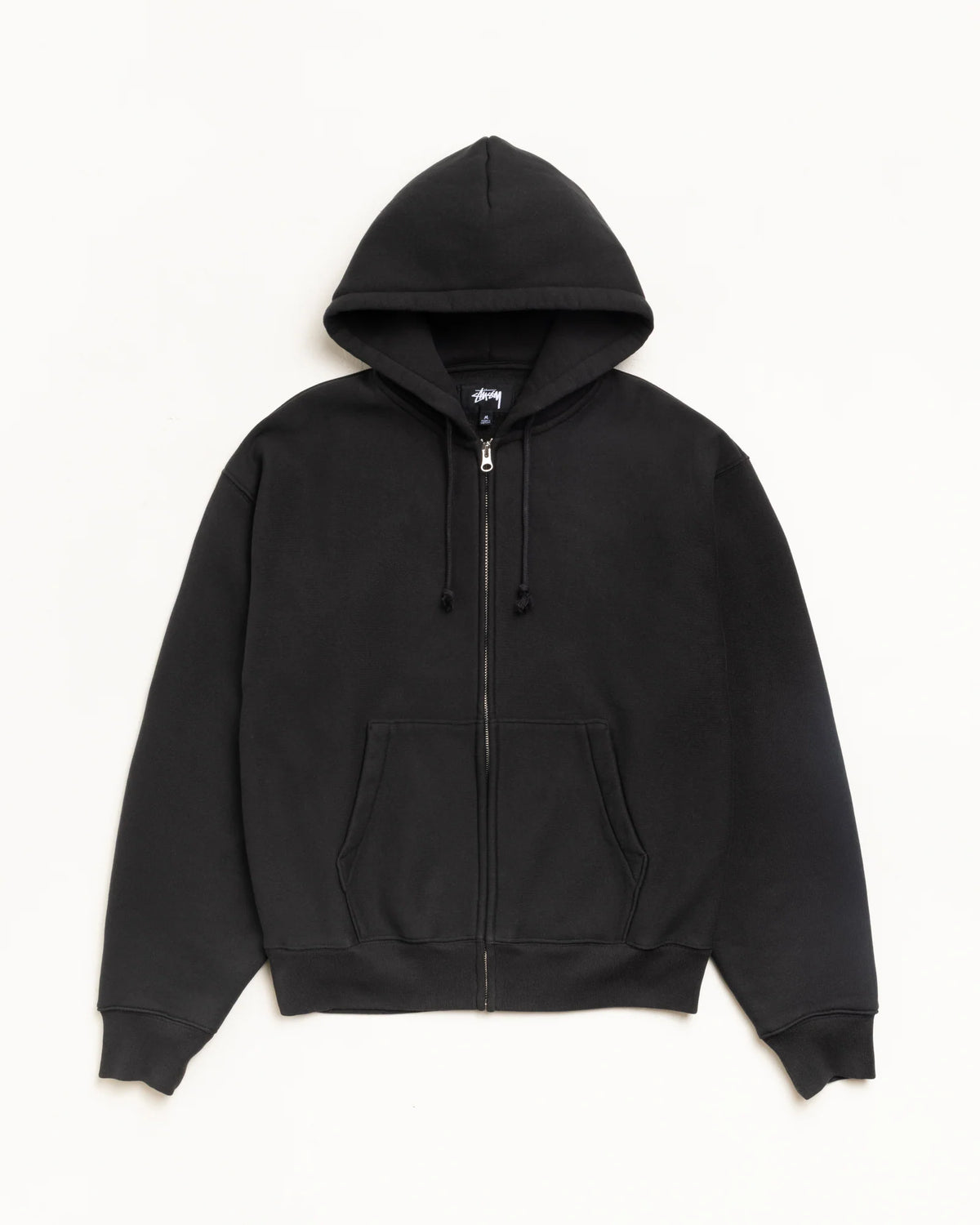 CURSIVE APPLIQUE ZIP HOOD BLACK