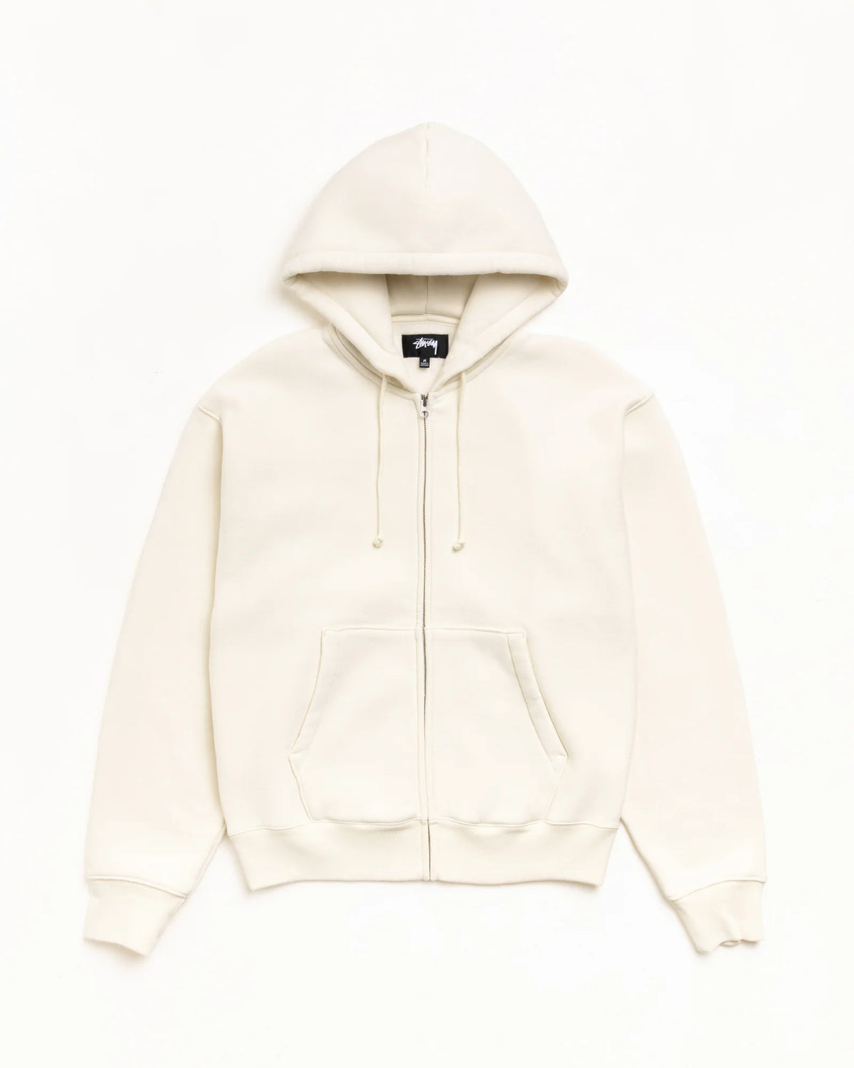 CURSIVE APPLIQUE ZIP HOOD NATURAL