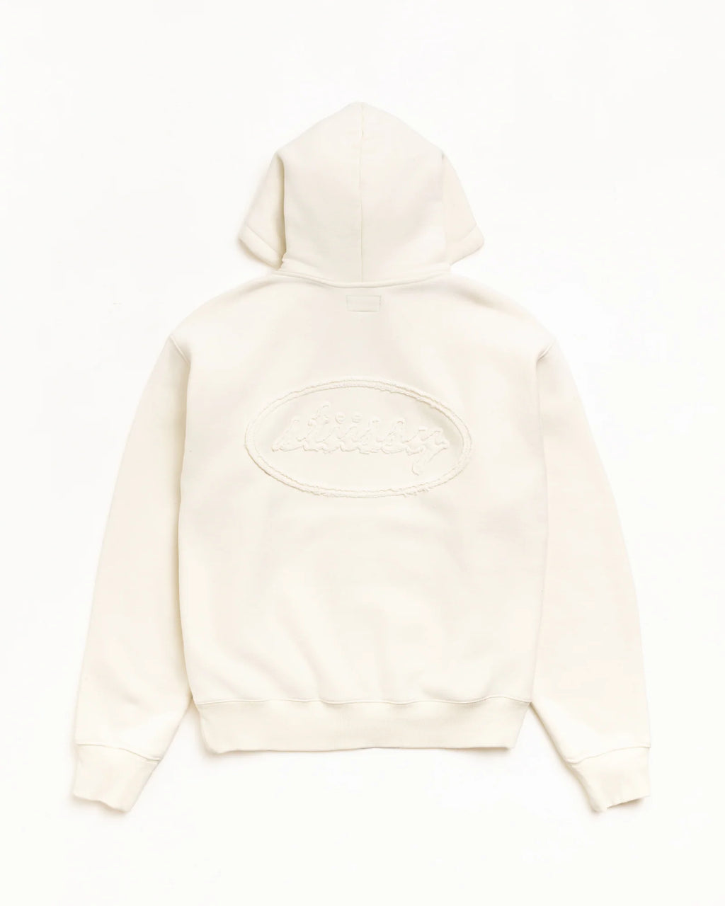 CURSIVE APPLIQUE ZIP HOOD NATURAL