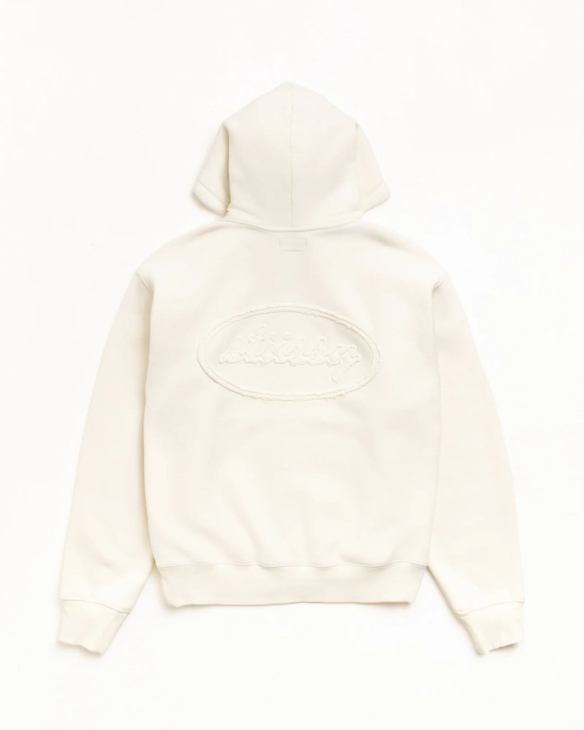 CURSIVE APPLIQUE ZIP HOOD NATURAL