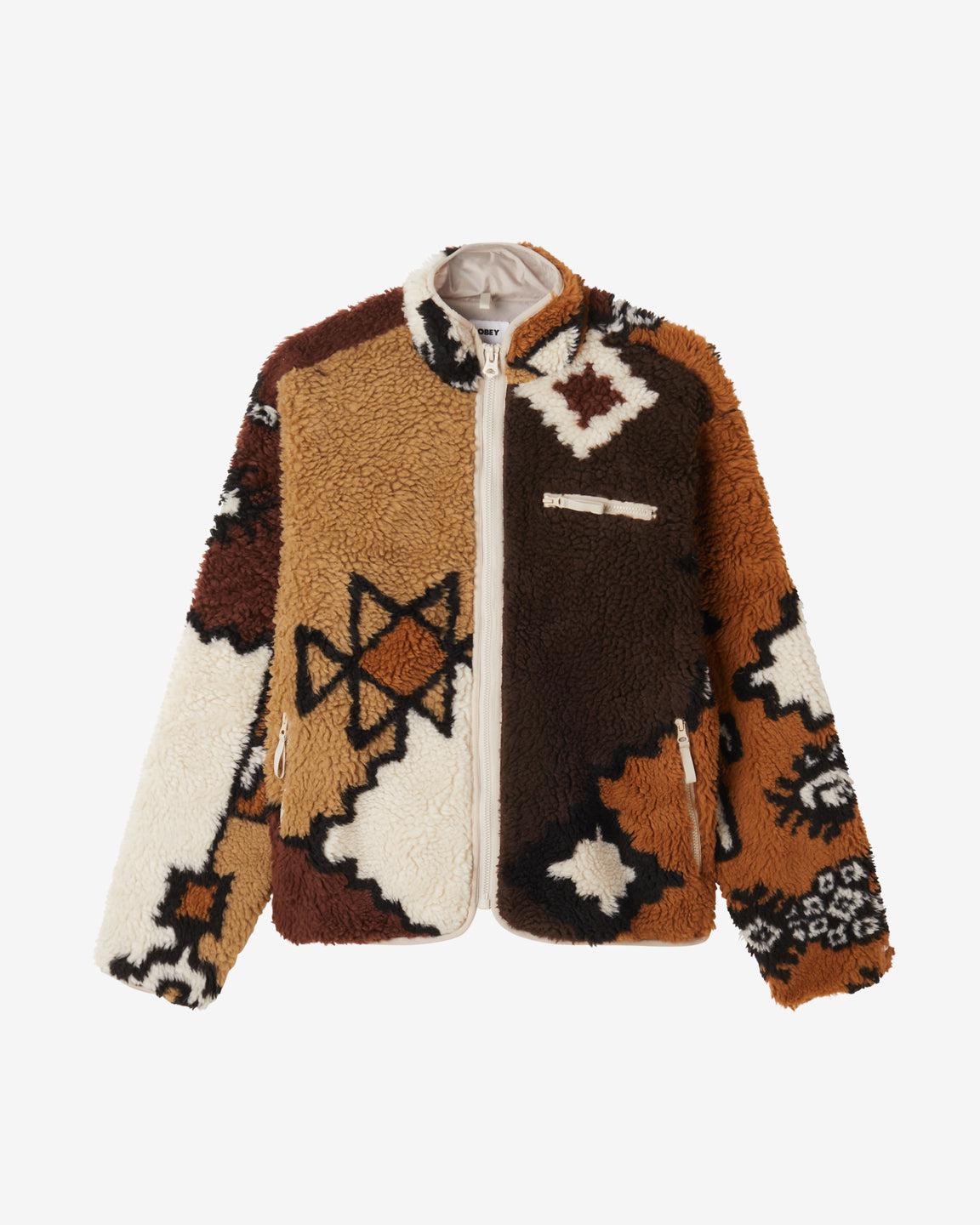 MOROCCAN RUG SHERPA JACKET BROWN MULTI