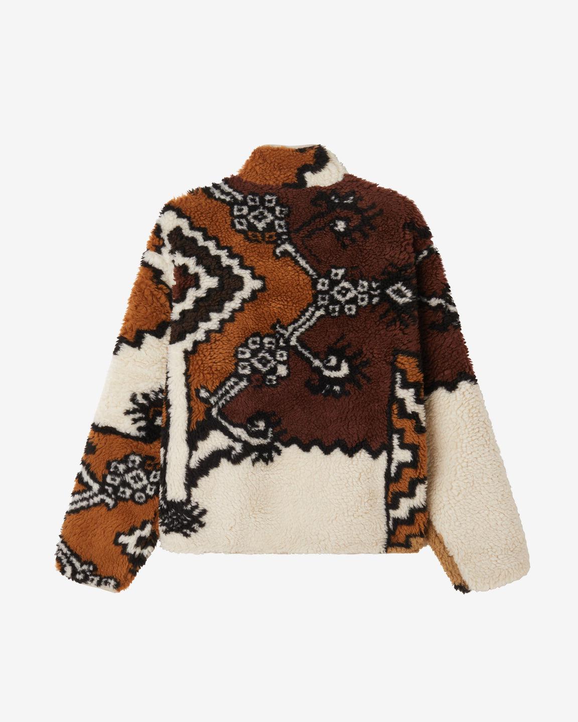 MOROCCAN RUG SHERPA JACKET BROWN MULTI