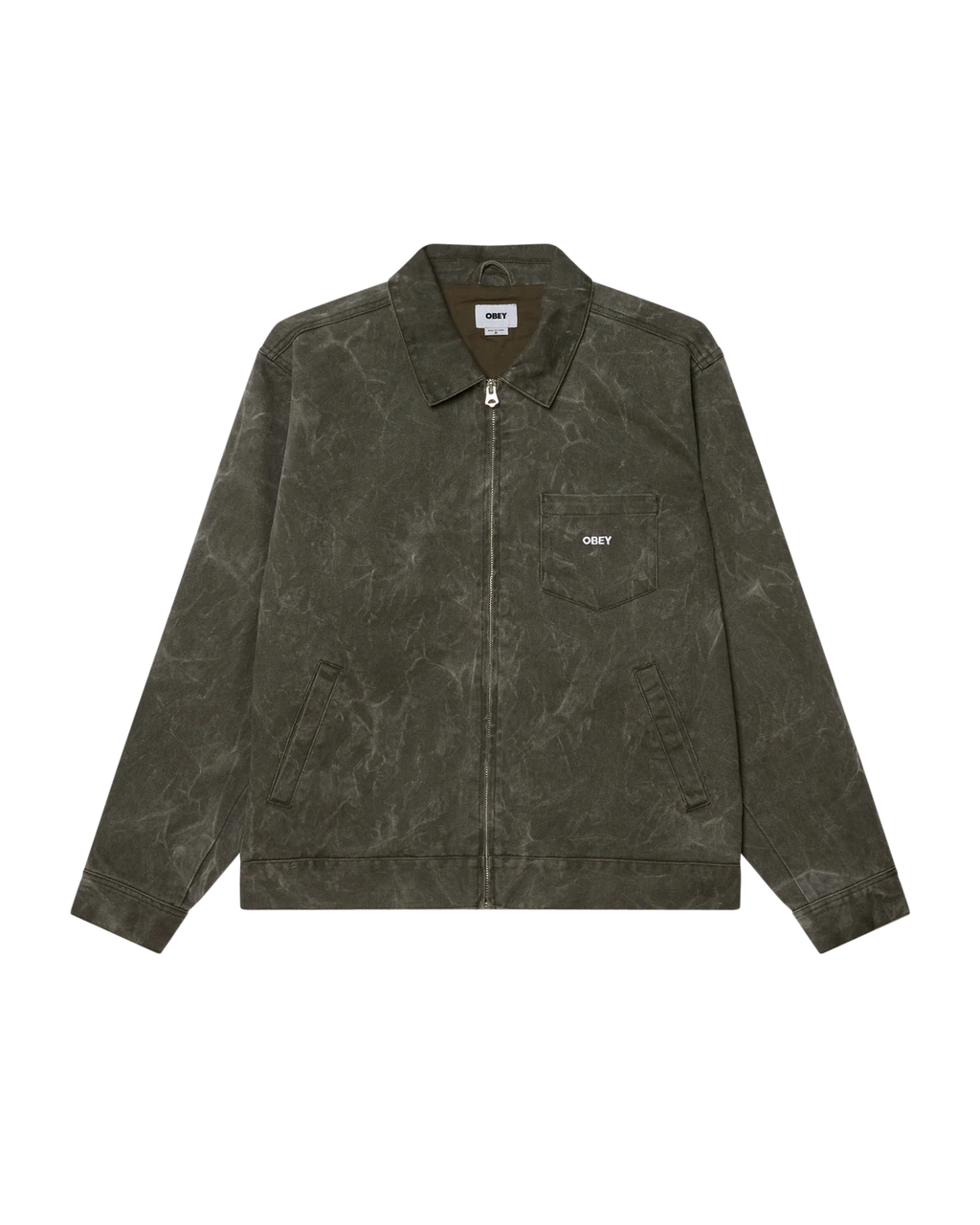 WORKMAN ZIP JACKET BLACK OLIVE WRINKLE WASH