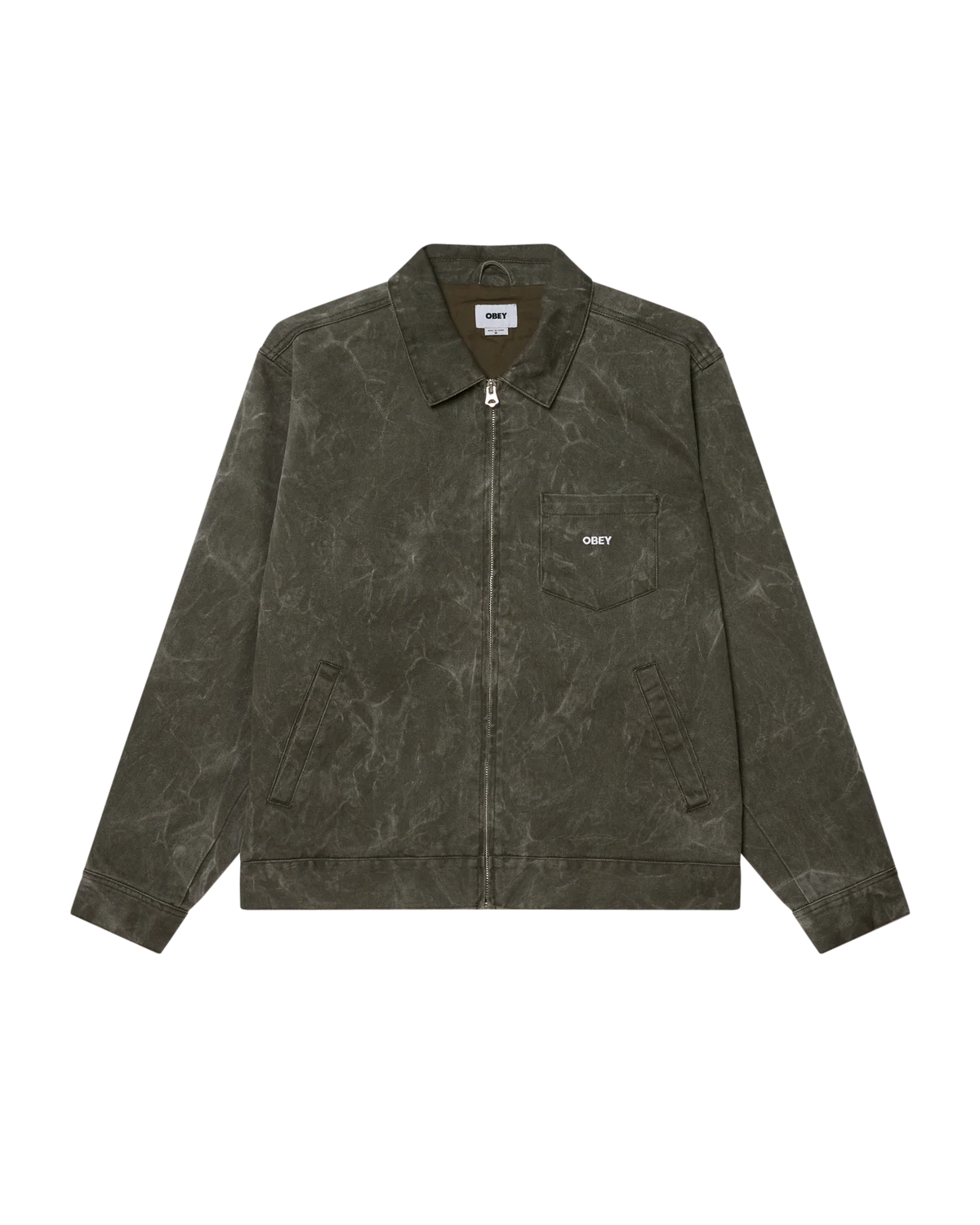 WORKMAN ZIP JACKET BLACK OLIVE WRINKLE WASH