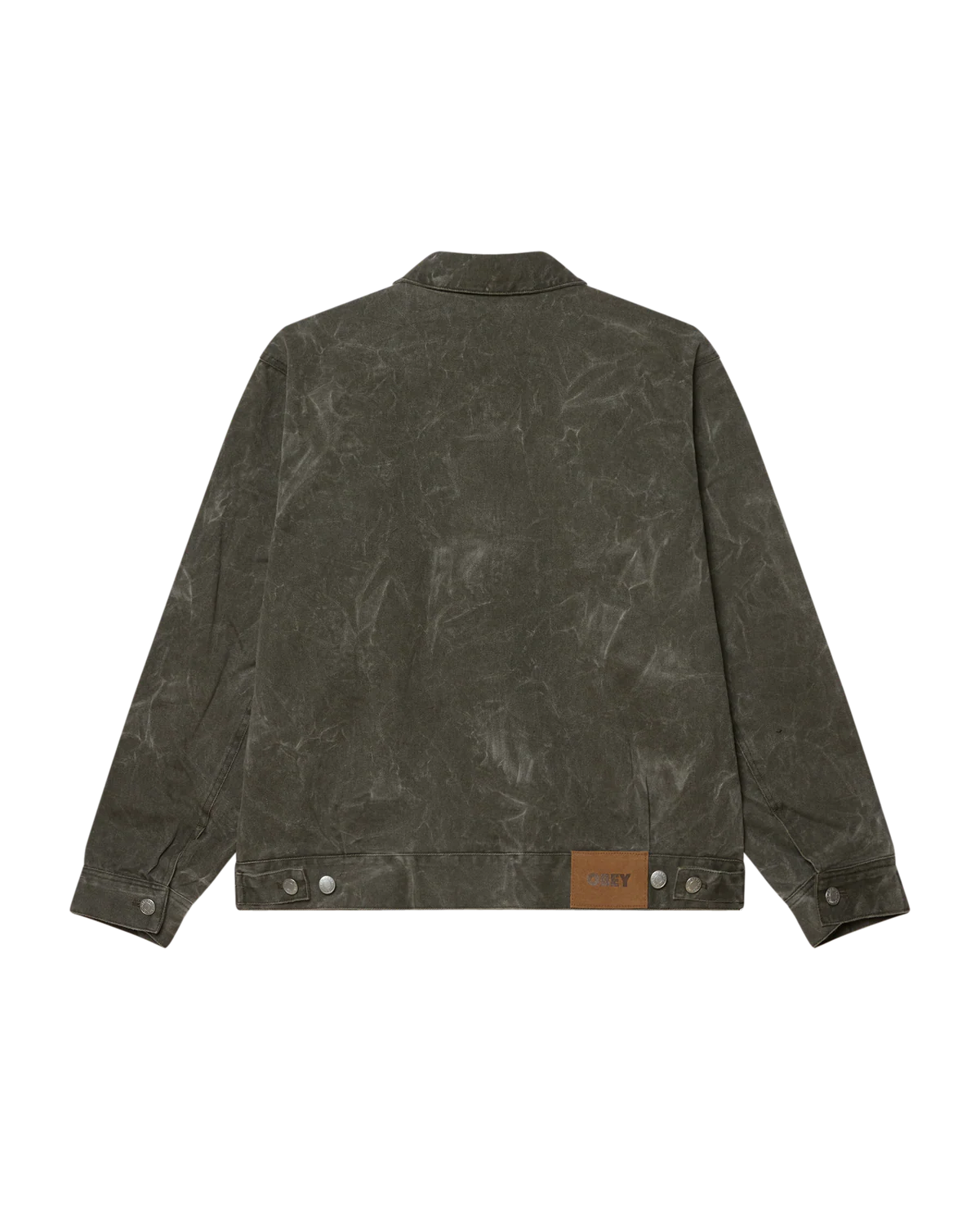 WORKMAN ZIP JACKET BLACK OLIVE WRINKLE WASH