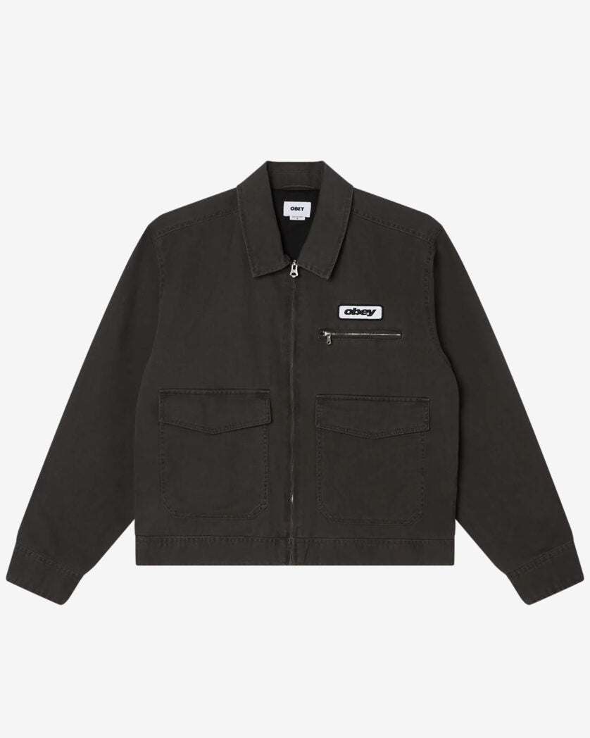 OBEY WALTER WORK JACKET BLACK WASHED