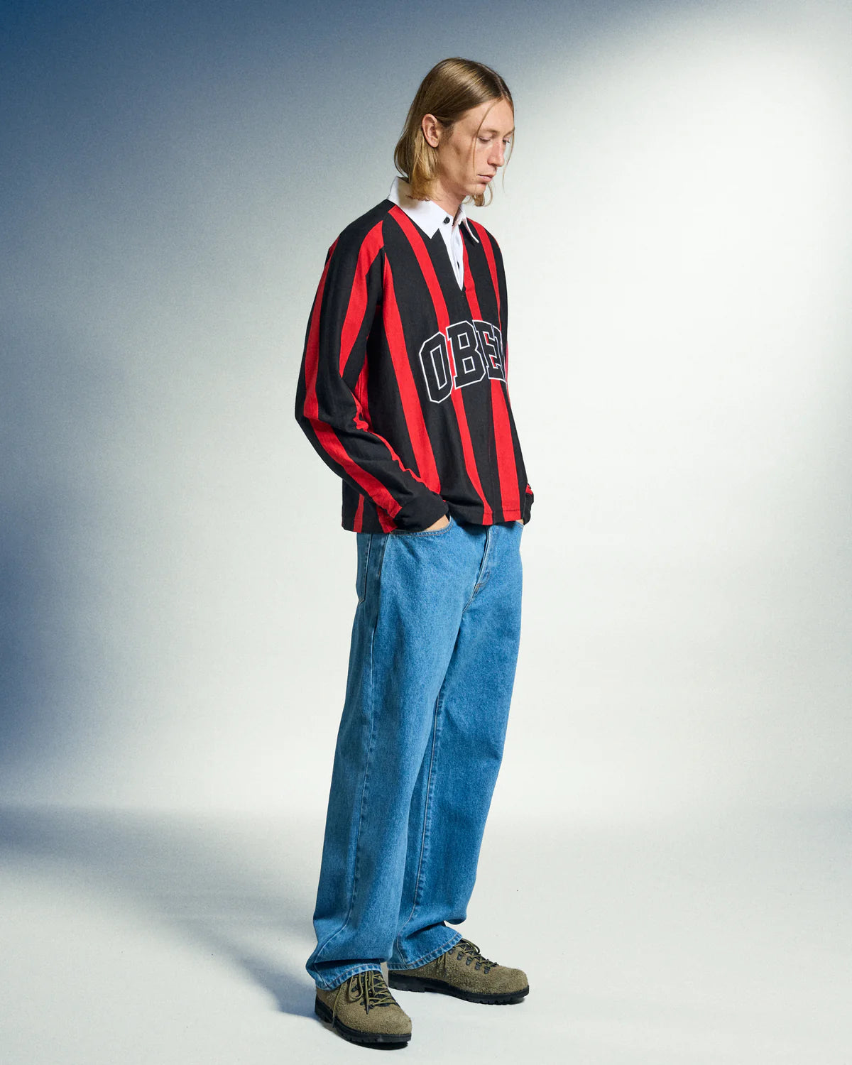 LANDON STRIPE POLO LS BLACK MULTI