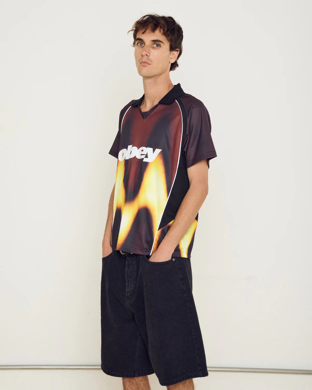 OBEY BLURRED SOCCER JERSEY RED