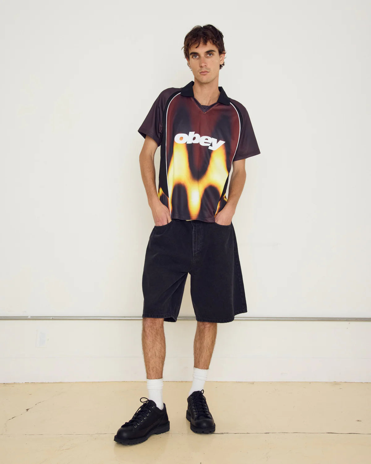 OBEY BLURRED SOCCER JERSEY RED