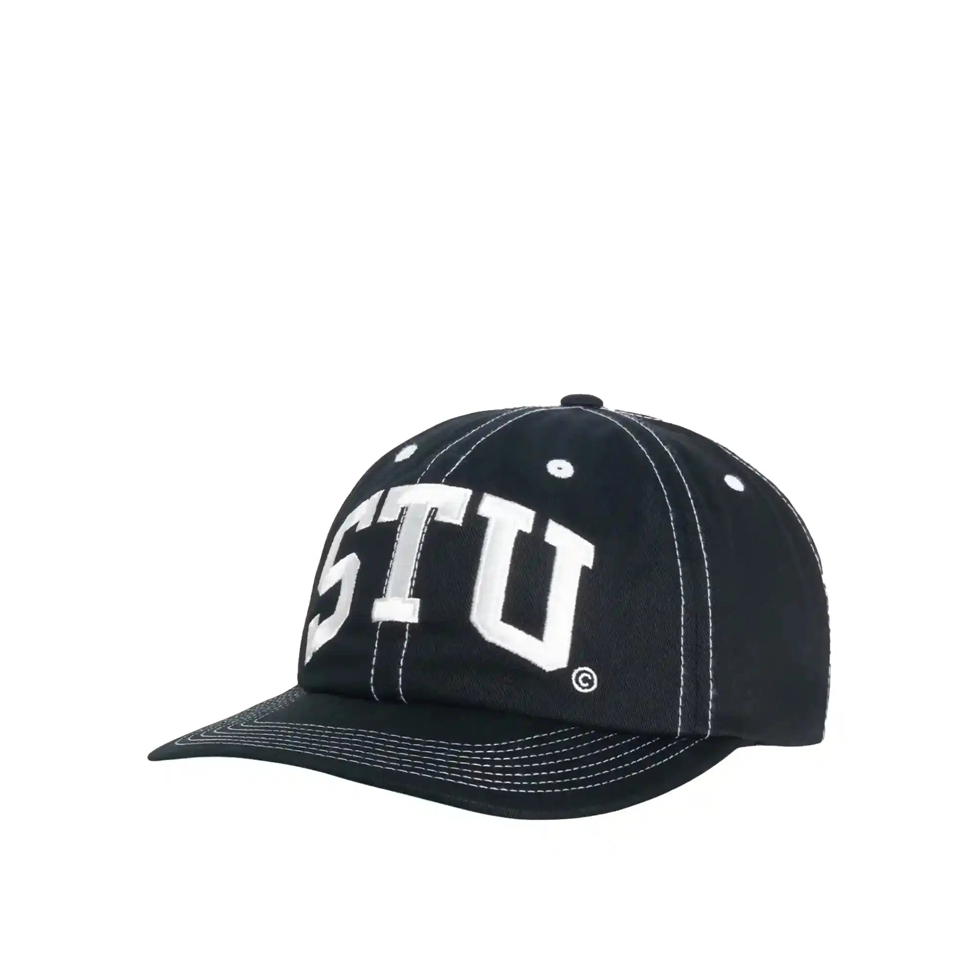 STU ARCH STRAPBACK CAP TRUE BLACK