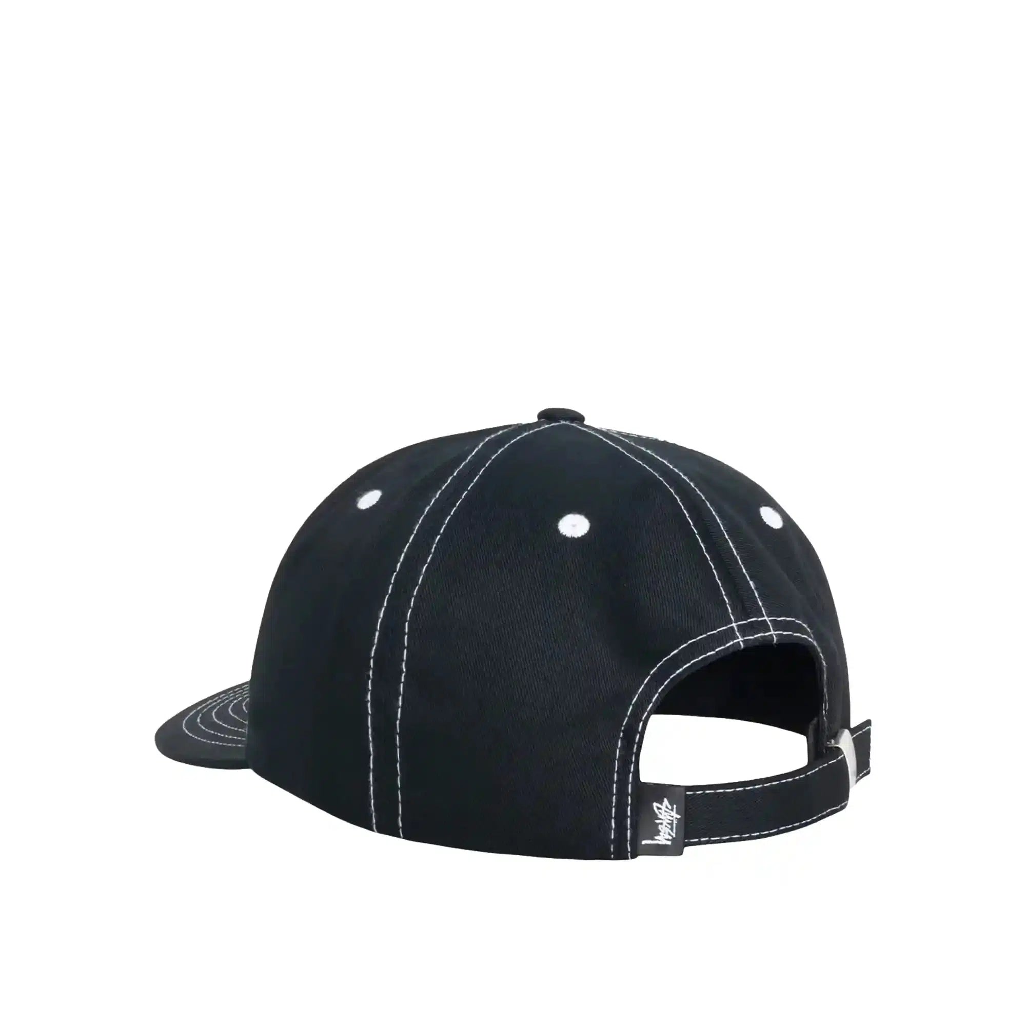 STU ARCH STRAPBACK CAP TRUE BLACK