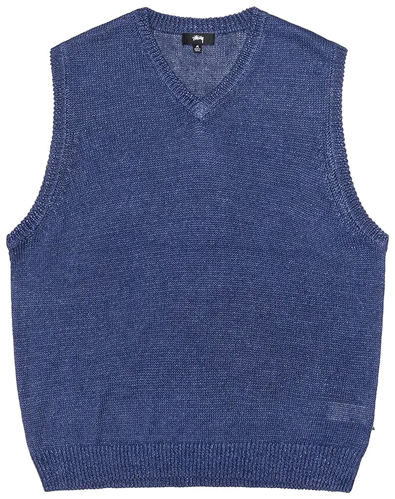 LOOSE KNIT LINEN VEST BLUE