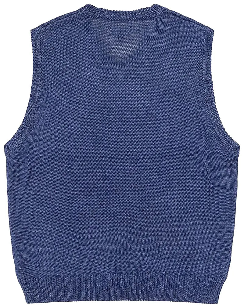 LOOSE KNIT LINEN VEST BLUE