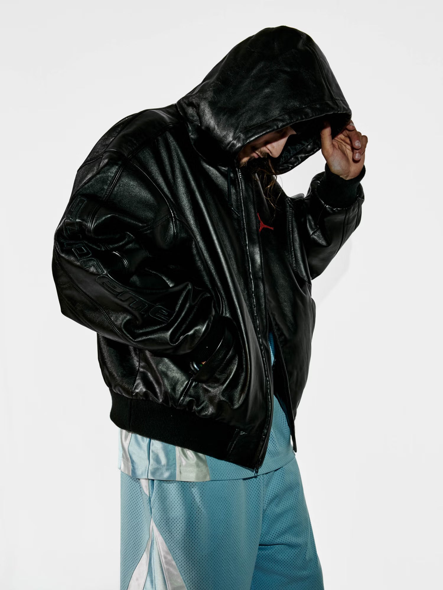 JORDAN HOODED LEATHER JACKET -  L