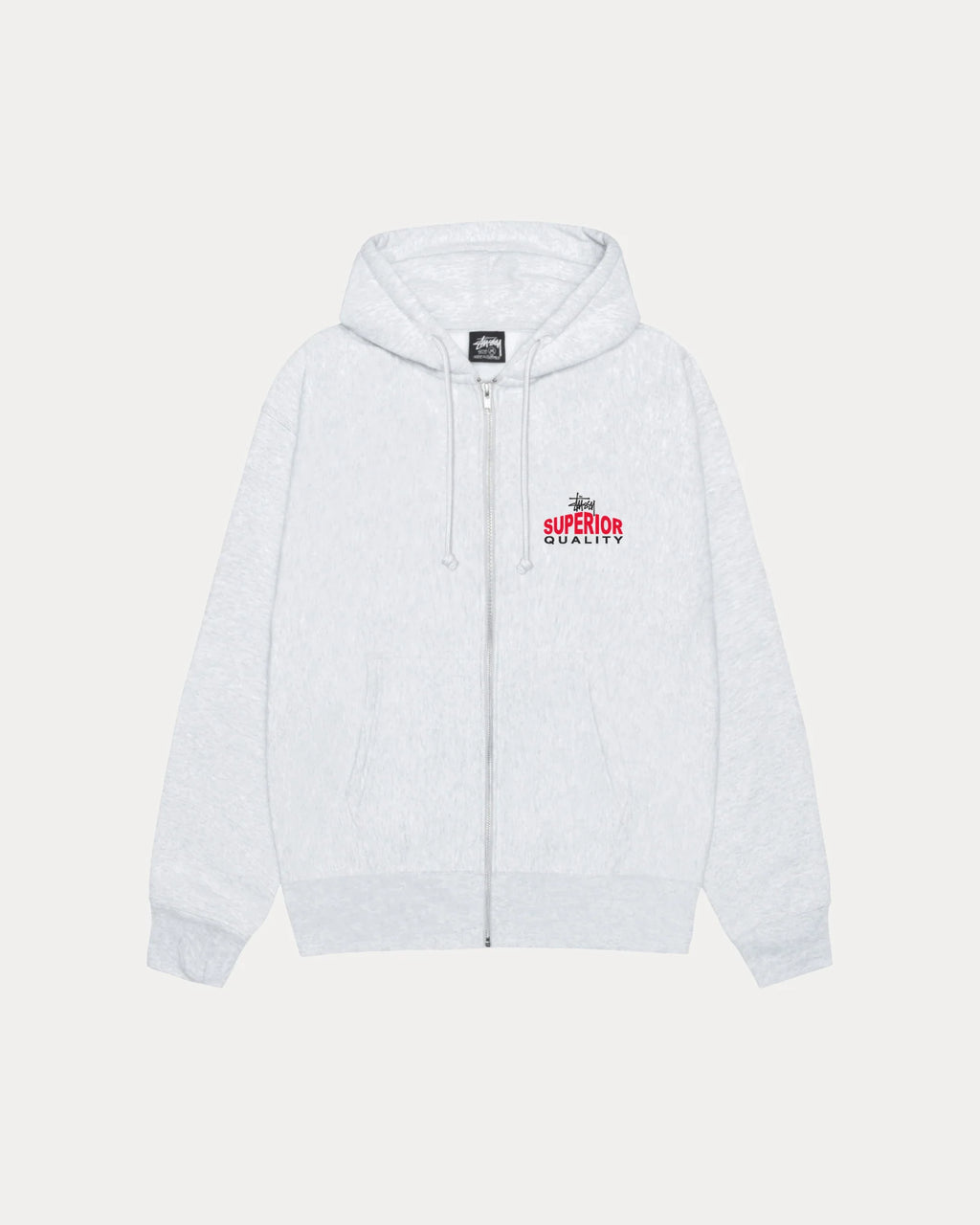 SUPERIOR QUALITY ZIP HOOD ASH HEATHER