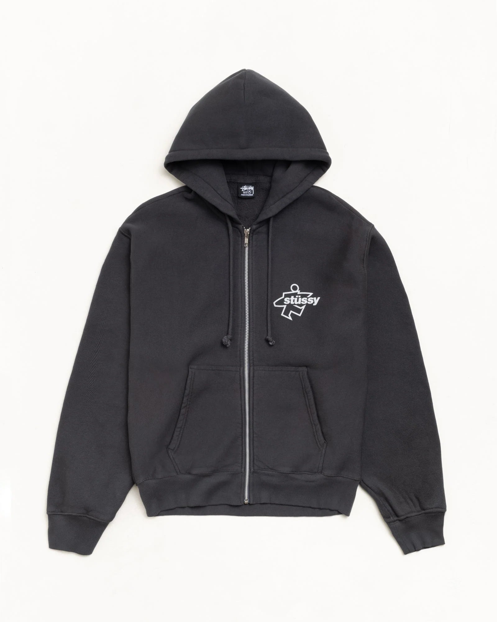 SURF SIZE GAR. DYED ZIP HOOD FADED BLACK