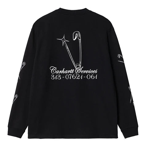 L/S Safety Pin T-Shirt Black White