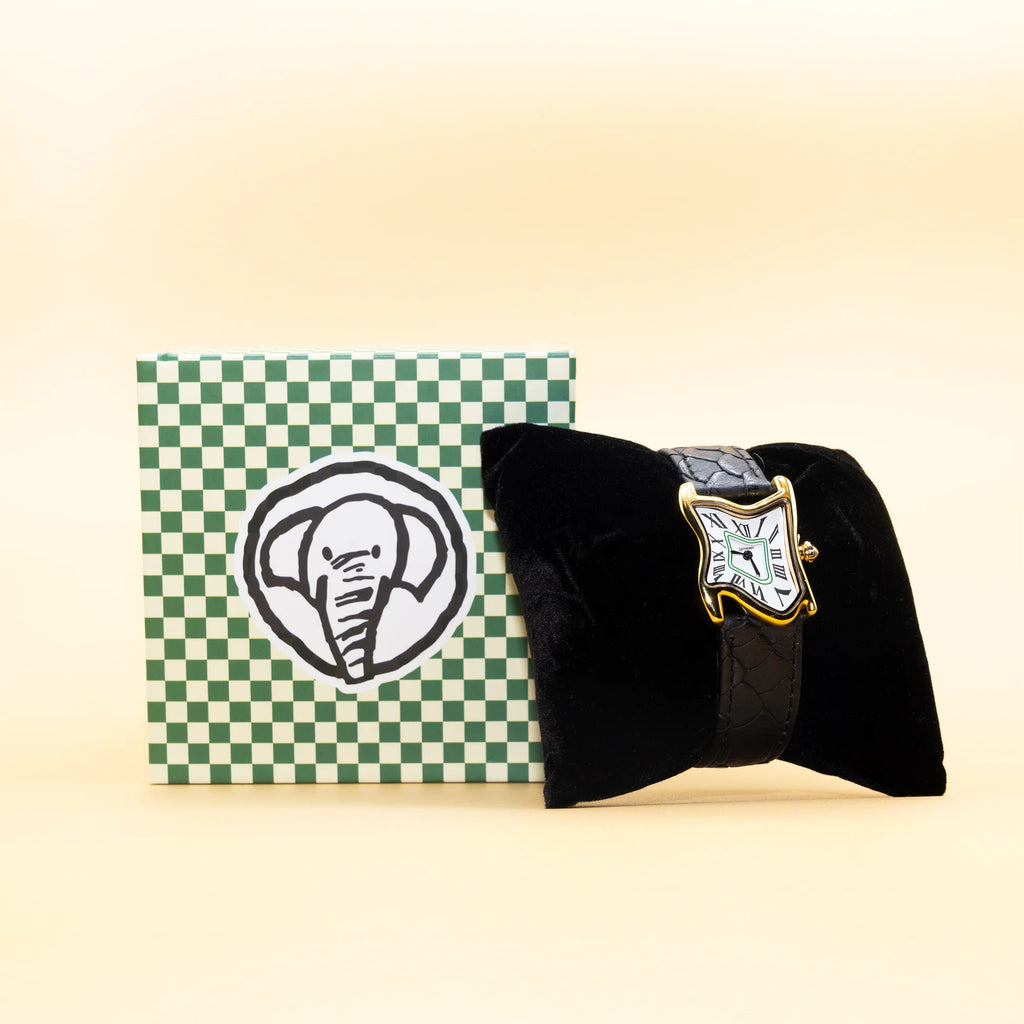 Laphont Melting Watch Square Gold Small Case Band Black