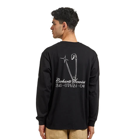 L/S Safety Pin T-Shirt Black White