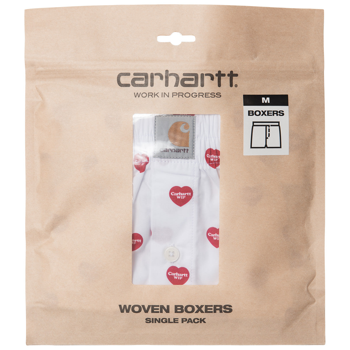 Cotton Boxer Heart Print White