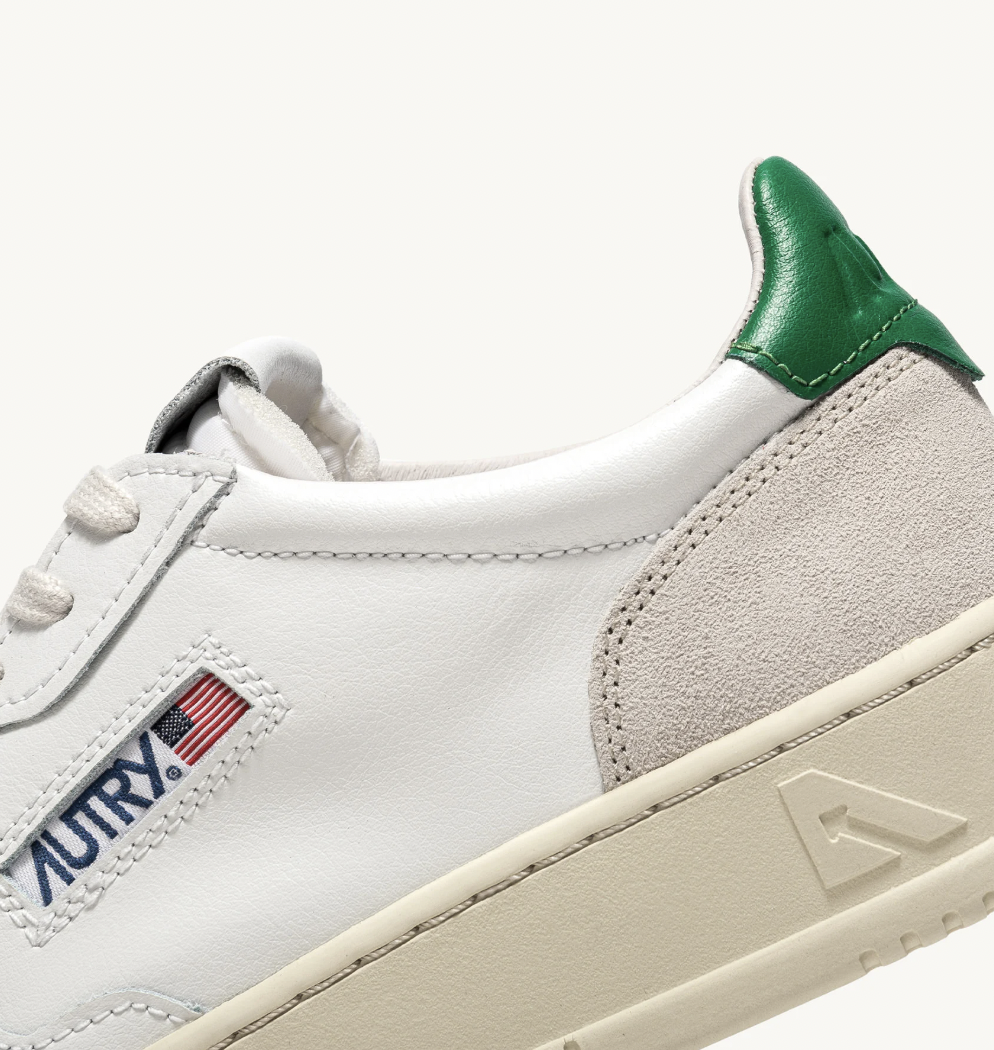 MEDALIST LOW SNEAKERS IN WHITE AND AMAZON LEATHER AND BEIGE SUEDE