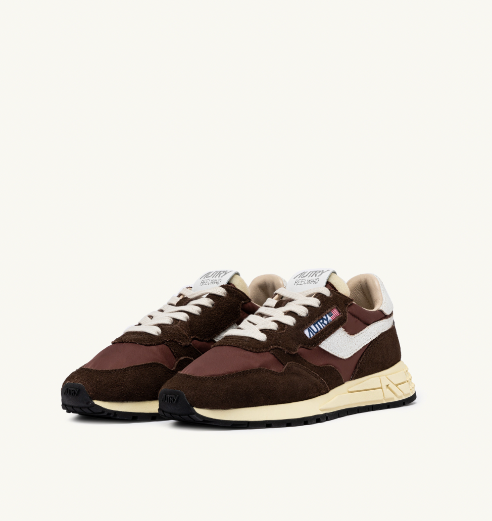 REELWIND LOW SNEAKERS IN EBONY AND WHITE SUEDE AND NYLON