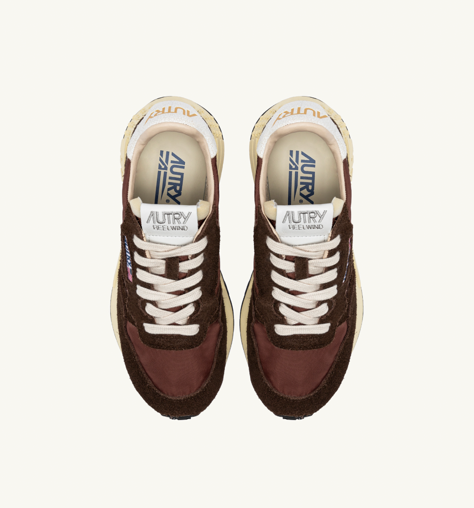 REELWIND LOW SNEAKERS IN EBONY AND WHITE SUEDE AND NYLON